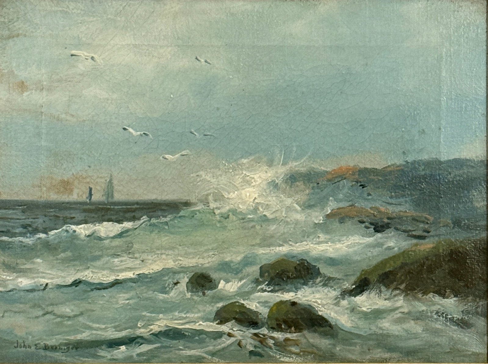 John E. Berninger (1897 - 1981) American: John E. Berninger (1897 - 1981) Oil on canvas, signed lower left, measures 9 x 12 and 13.5 x 16.5 x 2 inches w/frame. A Pennsylvania landscape painter living in Allentown, John Berninger is described