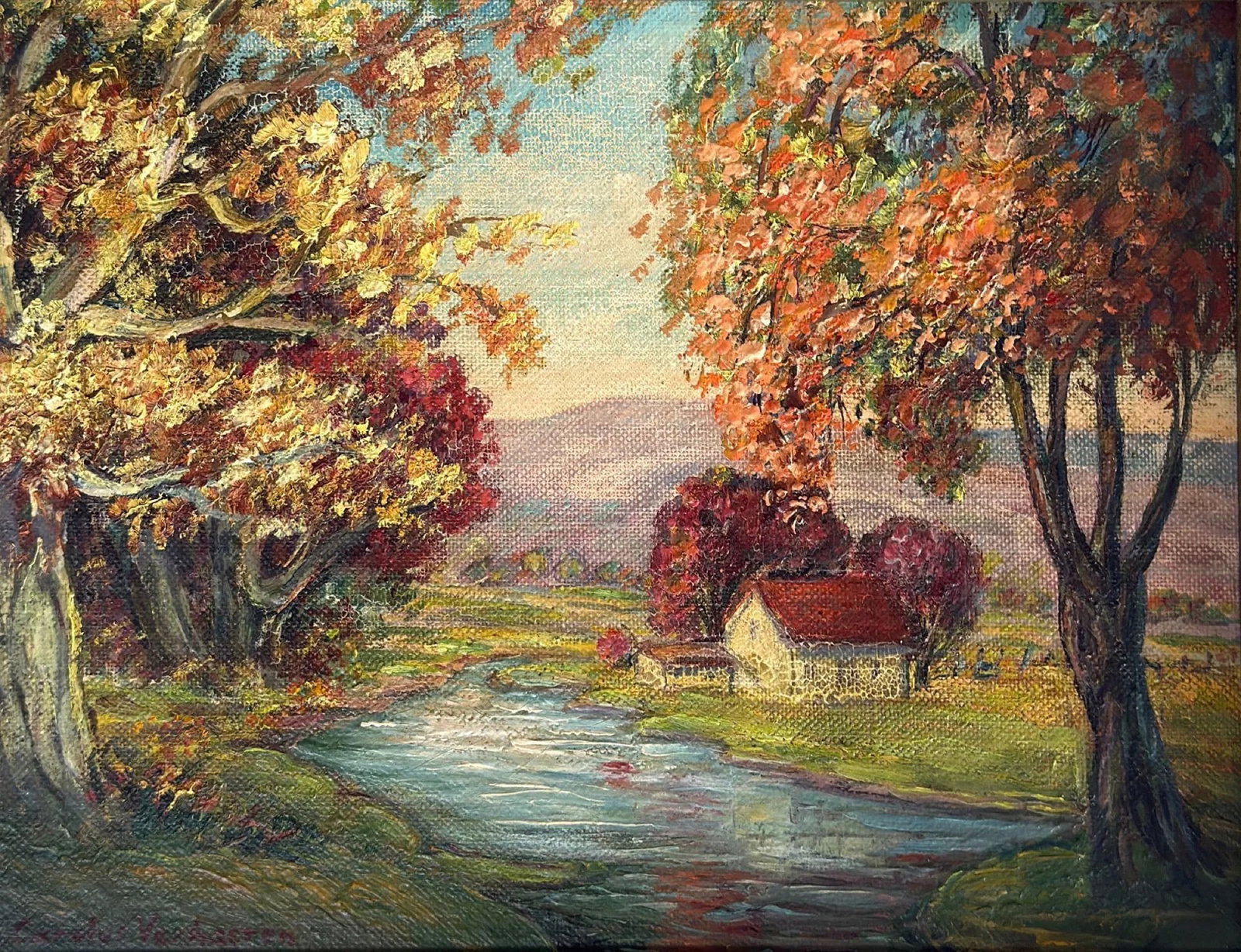 Carolus Verhaeren (1908 - 1956) Belgium: Carolus Verhaeren (1908 - 1956) Oil on board, signed lower left, measures 7 x9 and 9.5 x 12 inches framed. A native of Belgium, grandson of noted Flemish sculptor Victor Ven, and nephew of Emile