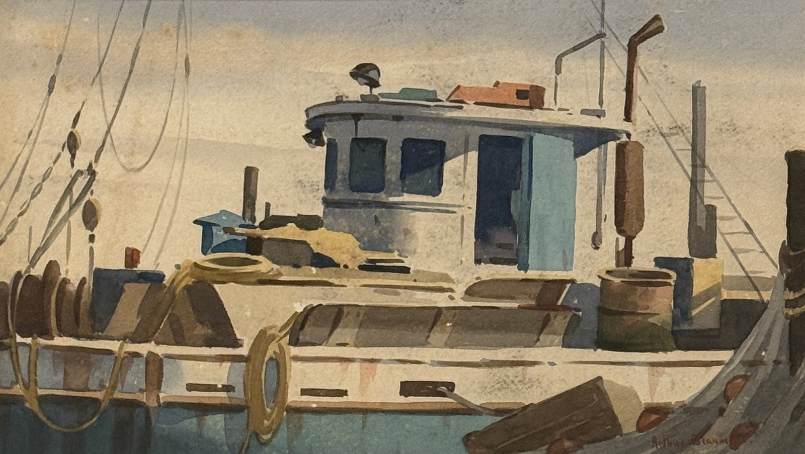 Arthur Edwaine Beaumont (1890 - 1978) American: Arthur Edwaine Beaumont (1890 - 1978) Watercolor on paper, signed lower right, measures 9.5 x 16 and 18 x 25 x 1.5 inches w/frame. Born in Norwich, Norfolk, England, Arthur Beaumont became known for h