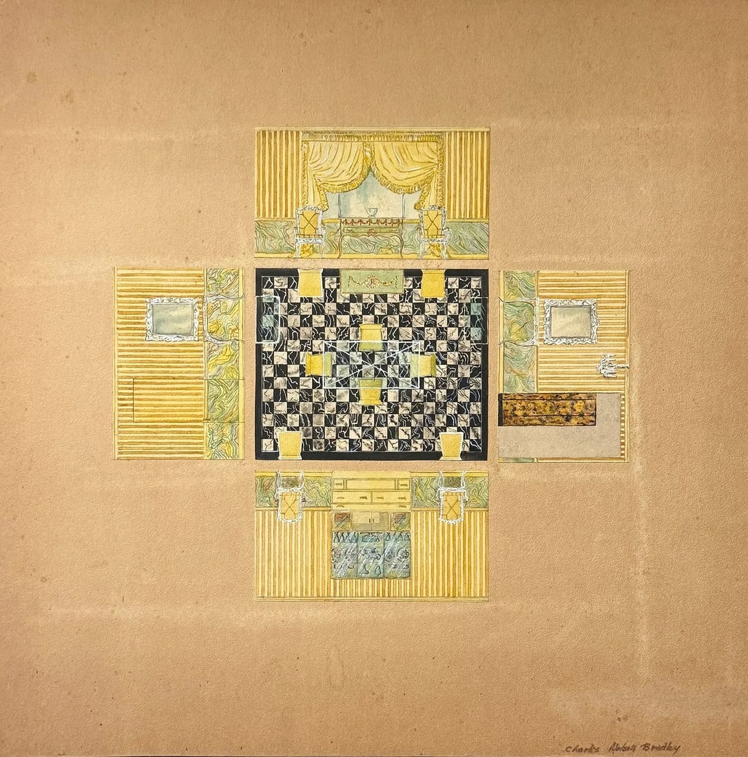 Charles Bradley (1925-2001) American, Architectural Interior Illustration (1 of 3)