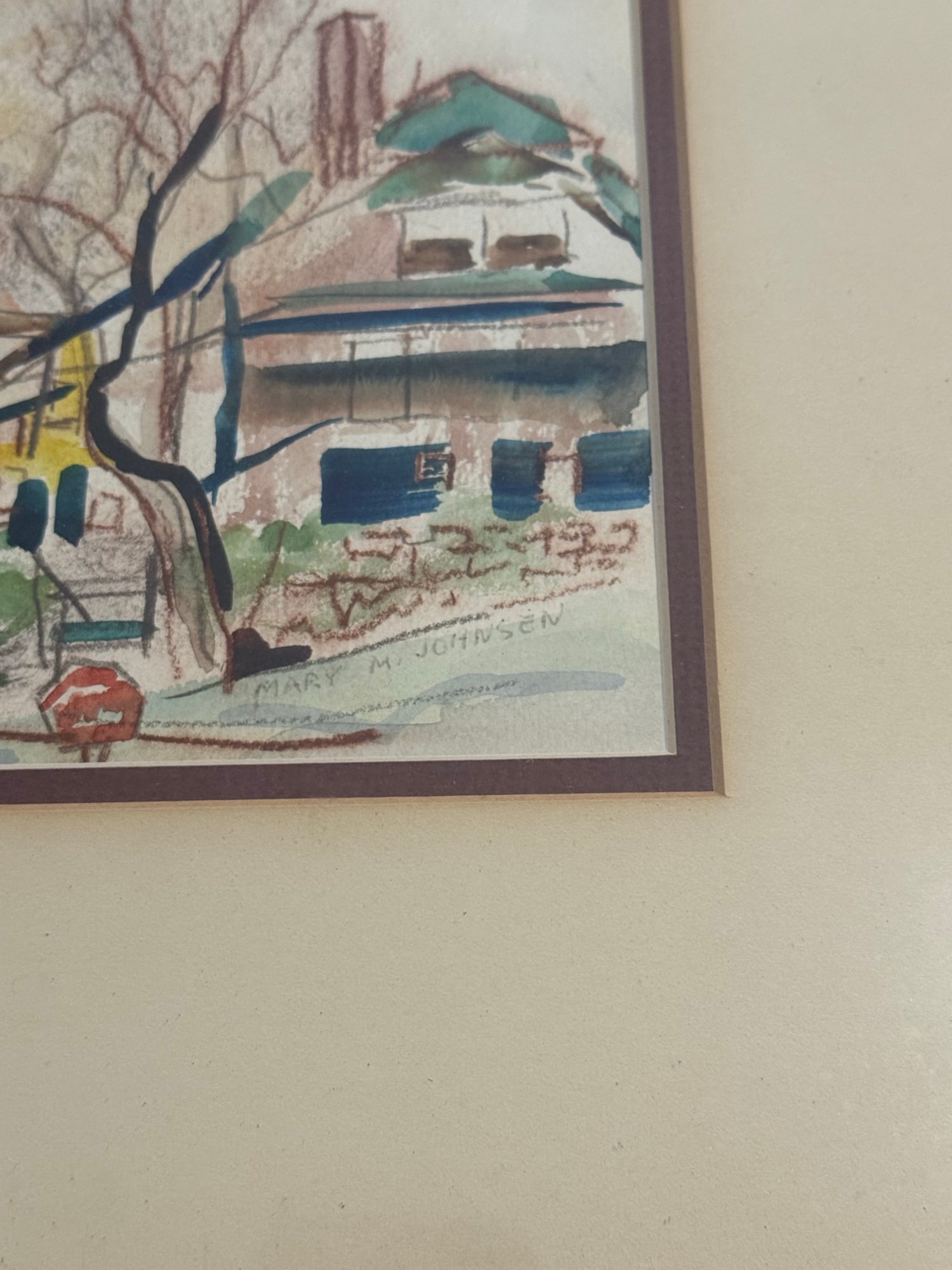 Vintage Street Watercolor signed - 3