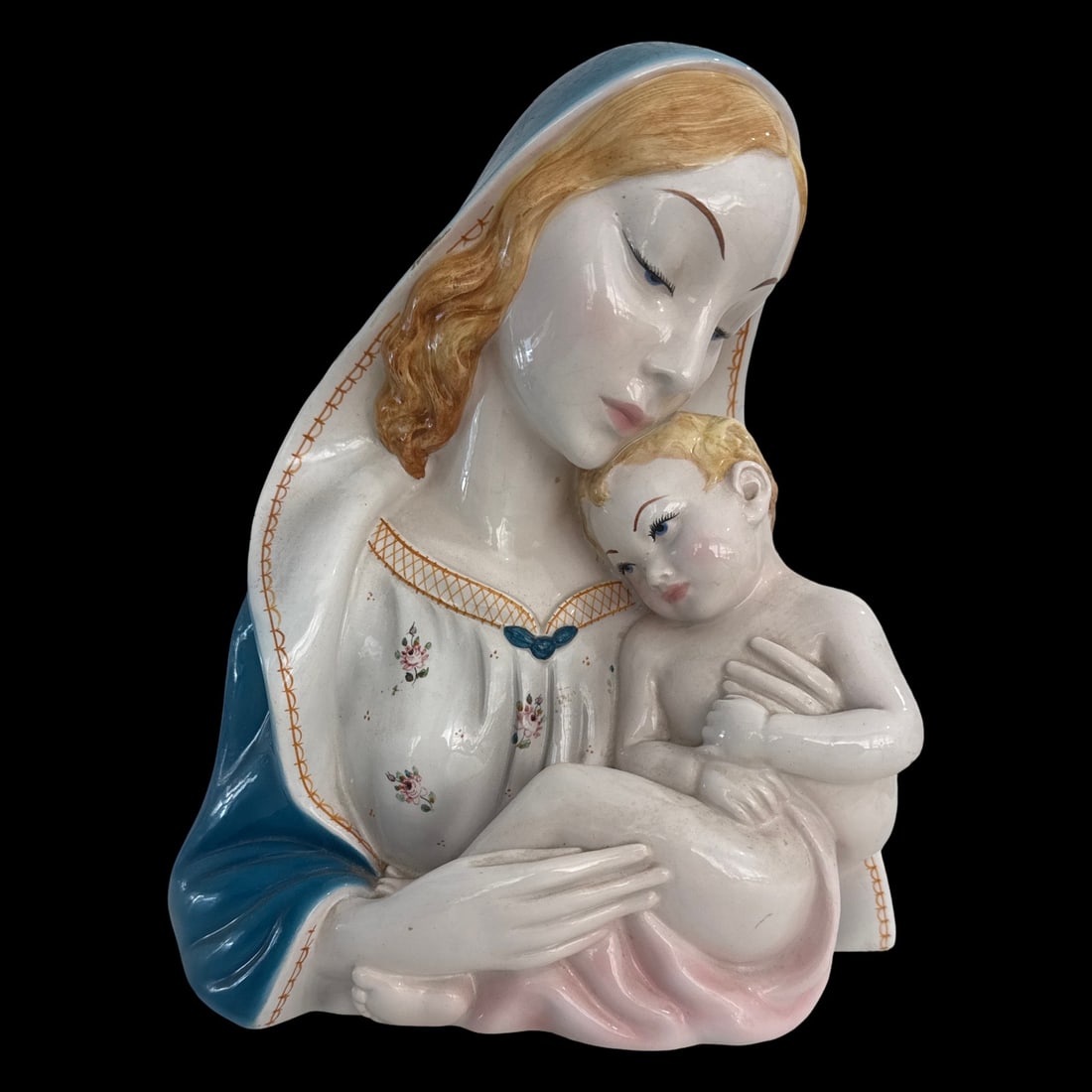 Italian Pottery Ugo Zaccagnini Madonna Mary and Child Large Figurine: Italian Pottery Ugo Zaccagnini Madonna Mary and Child Large Figurine , measures 12"H x8 W"