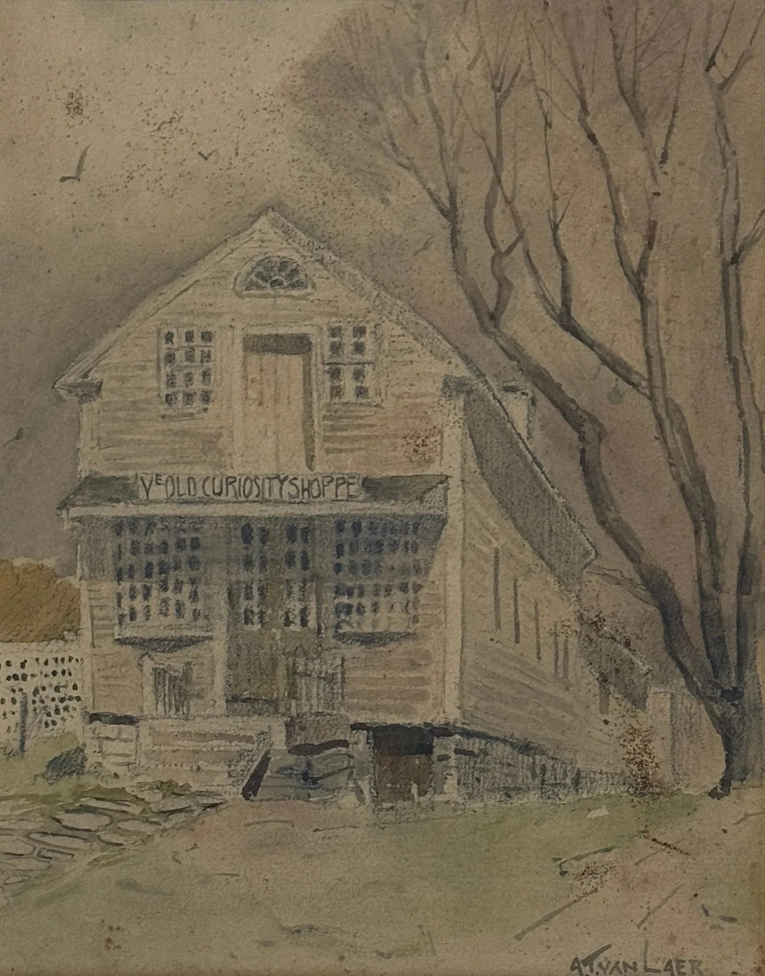 Alexander Theobald Van Laer ( 1857 - 1920 ) American: Alexander Theobald Van Laer ( 1857 - 1920 ) Watercolor on paper, signed lower right, measures 9.5 x 7.5 and 15 x 12 inches framed. Alexander Theobald Van Laer was born in Auburn, New York. He studied 