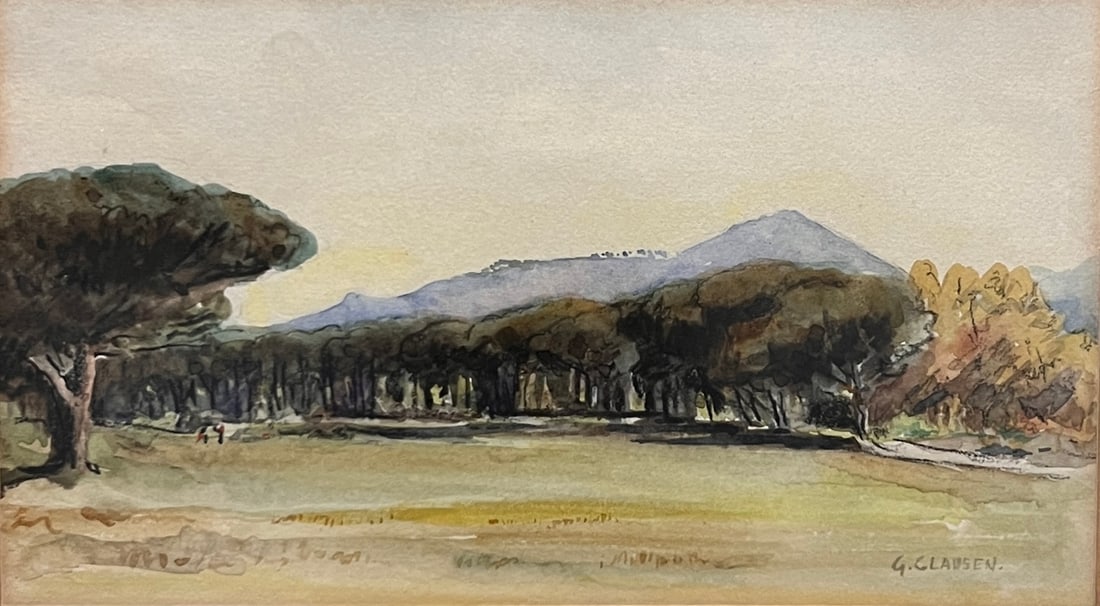 George (Sir George) Clausen (1852 - 1944) American/United Kingdom/England: George (Sir George) Clausen (1852 - 1944) Watercolor on paper, Signed Lower Right, Measures (10 x 6 inches) w/frame (17 x 14 x 1 inches)