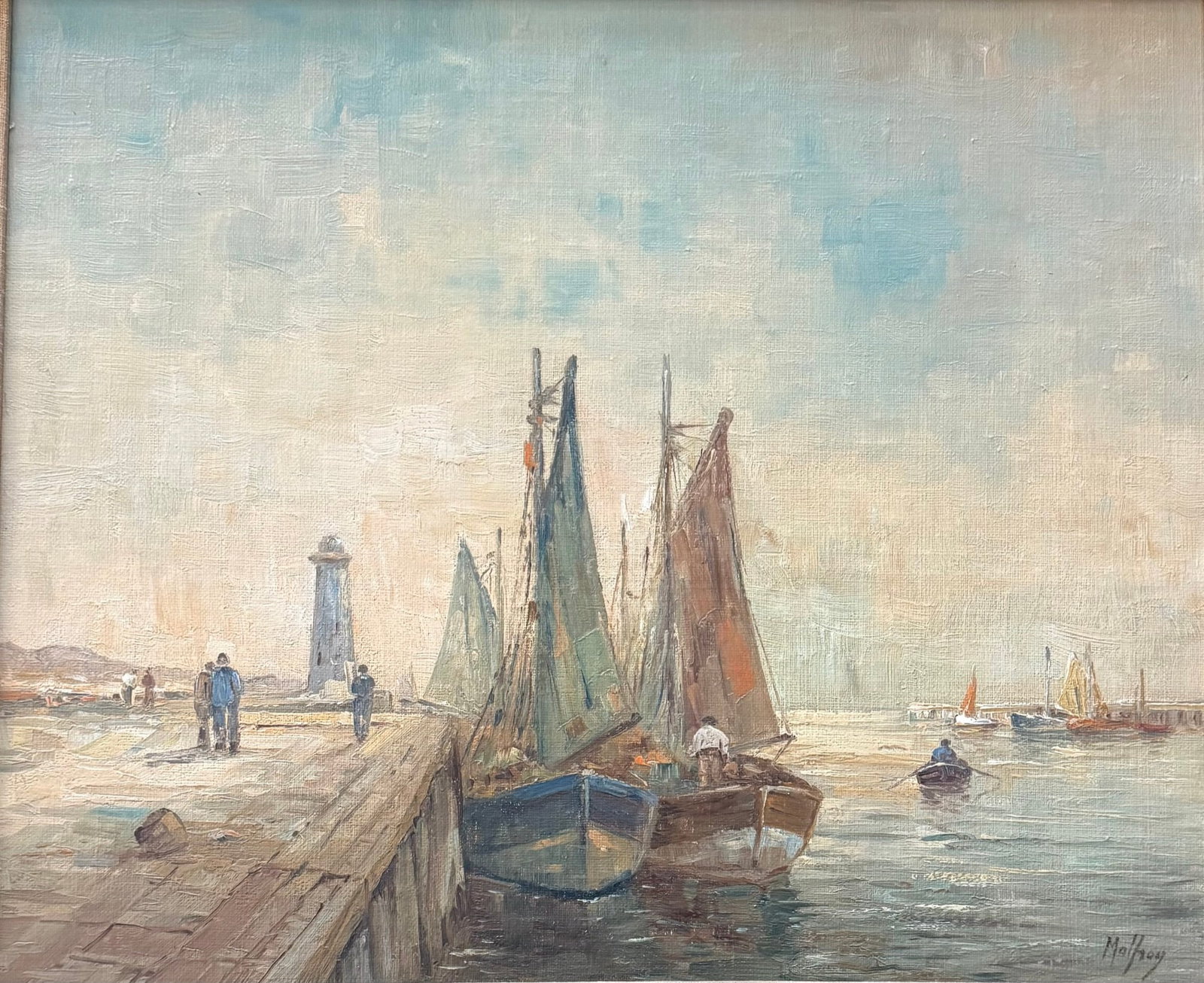 Charles Malfroy (1862 - 1939) French " Boats in the harbor" (1 of 3)