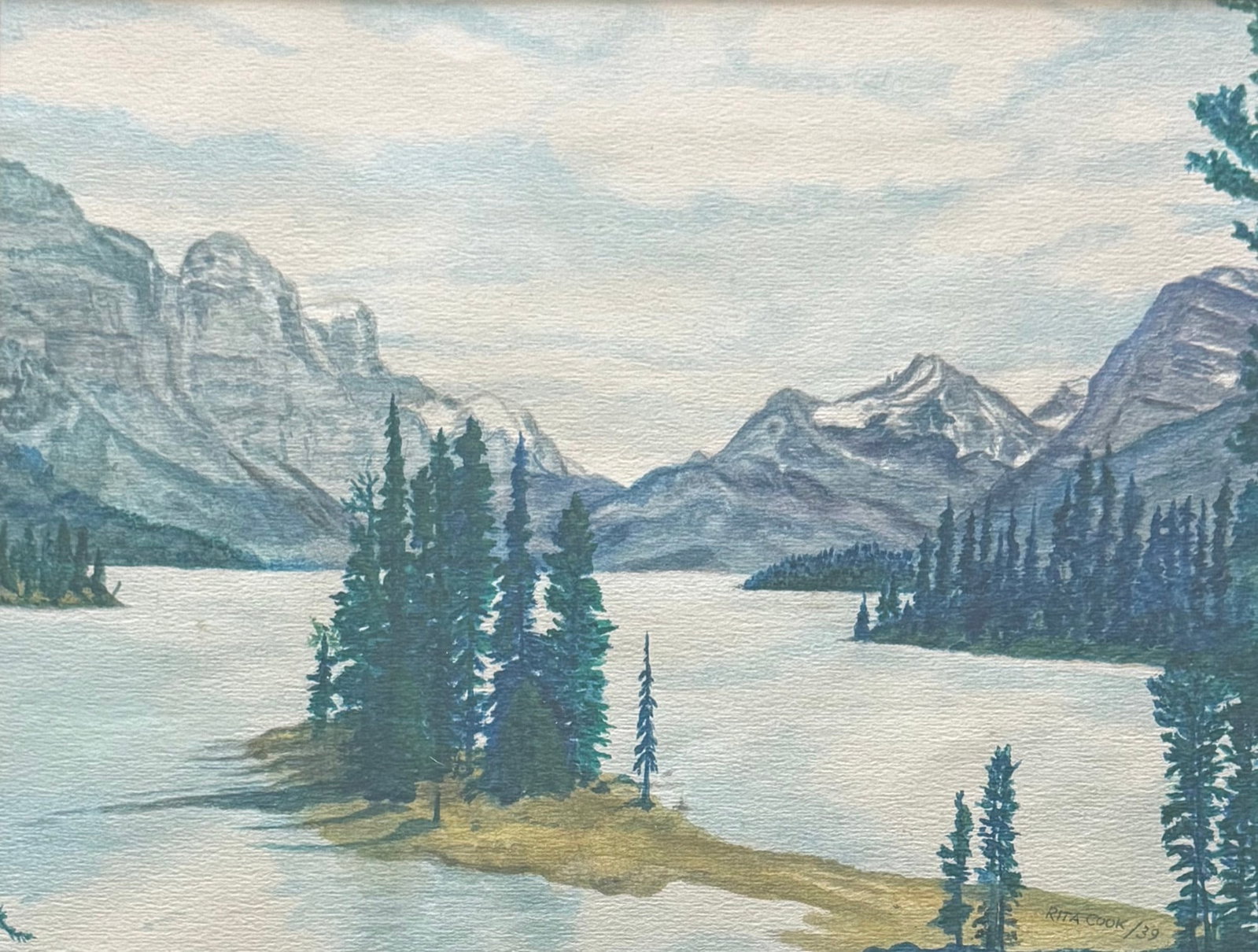 Rita Angus (1908 - 1970) New Zealander " Lake Wanaka" (1 of 4)