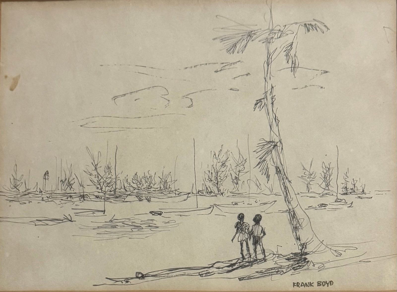FRANK BOYD, AMERICAN (20TH C.): FRANK BOYD, AMERICAN (20TH C.) INK on Paper , Signed measures 8"x11" w/f14"x18"