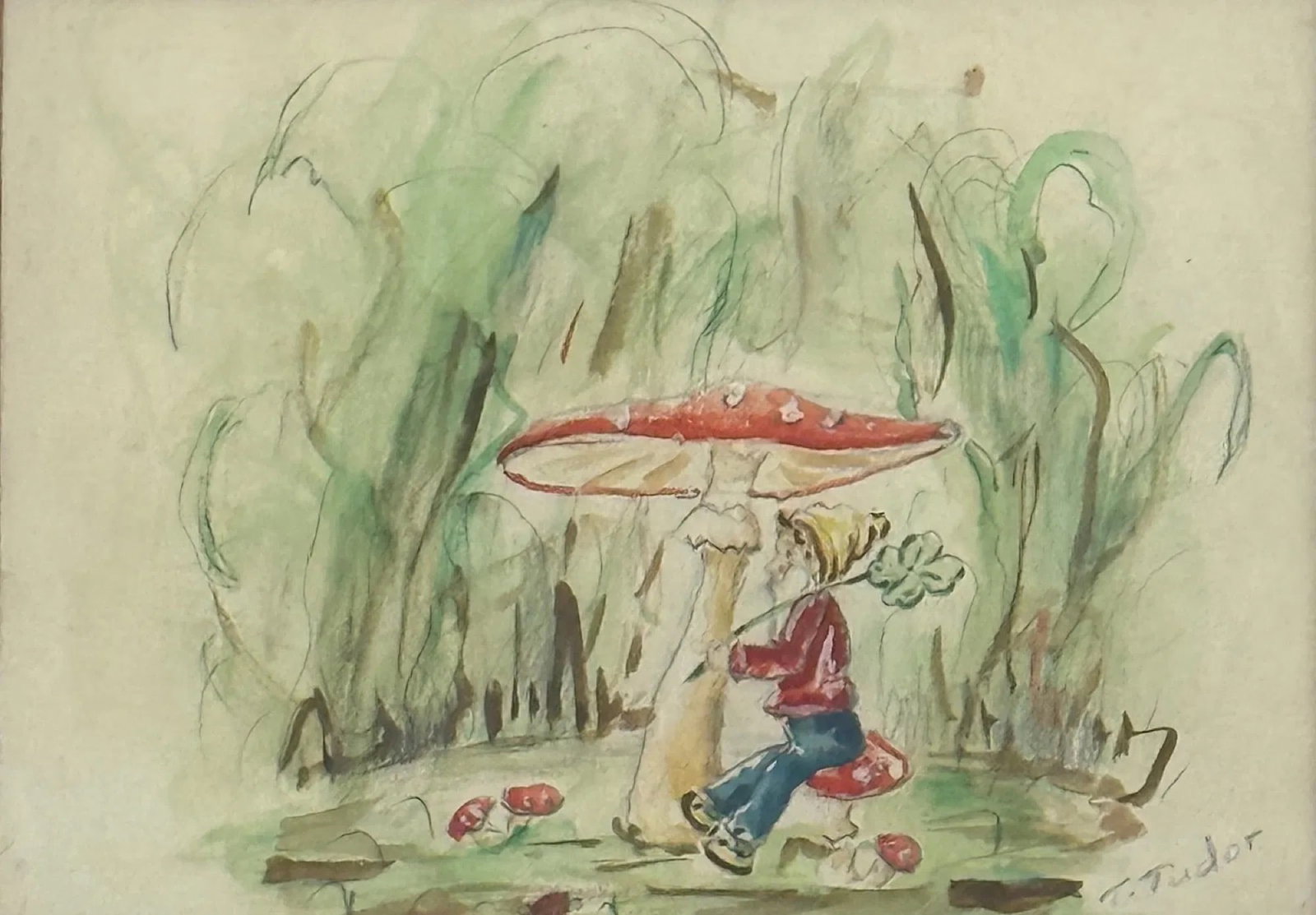 Tasha Tudor (1915 - 2008) American: Tasha Tudor (1915 - 2008) Watercolor, Signed lower right, measures 6 x 8 and 12 x 14 inches framed. a beloved American children’s book author and illustrator known for her delicate watercolor art an