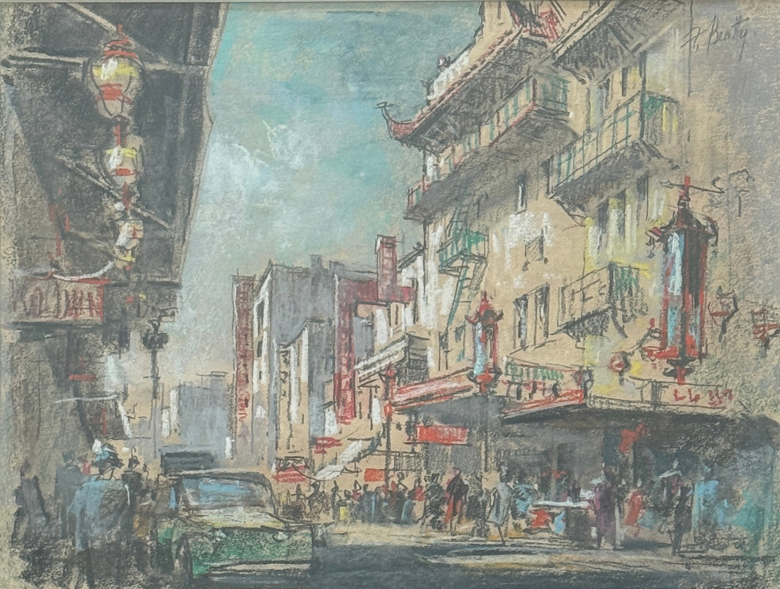 Frank Beatty ( 1899-1984 ) American: Frank Beatty ( 1899-1984) Pastel, signed top right measures 11" x 14"Artist Frank T M Beatty had a long and varied career. He received his art training in Winnipeg, Canada, and then in Chicago, Illino