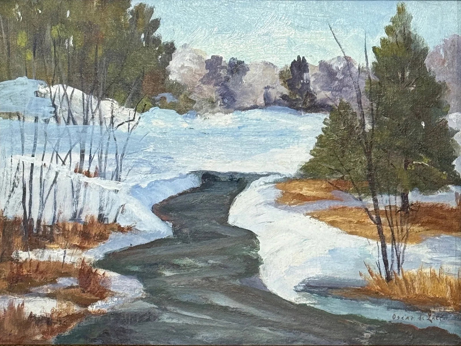 Oscar Daniel deLall (1903 - 1971) Quebec / Russian Federation, Canada: Oscar Daniel deLall (1903 - 1971) Oil on canvasboard, signed lower right, measures 12 x 16 and 14.5 x 18.5 x 1 inches w/frame. Internationally respected Canadian artist, Oscar deLall, RCA was born in 