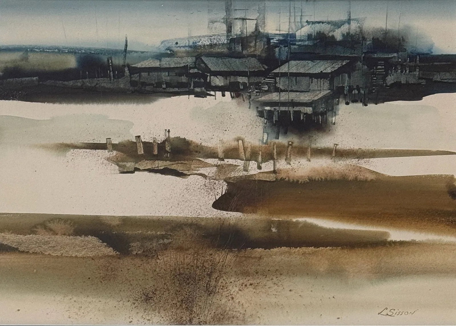 Laurence Philip Sisson (1928 - 2015) American: Laurence Philip Sisson (1928 - 2015) Watercolor on paper, signed lower right, measures 13.5 x 18 and 20 x 24.5 x 1 inches w/frame. Born in Boston, Massachusetts, Laurence Sisson became a landscape pai