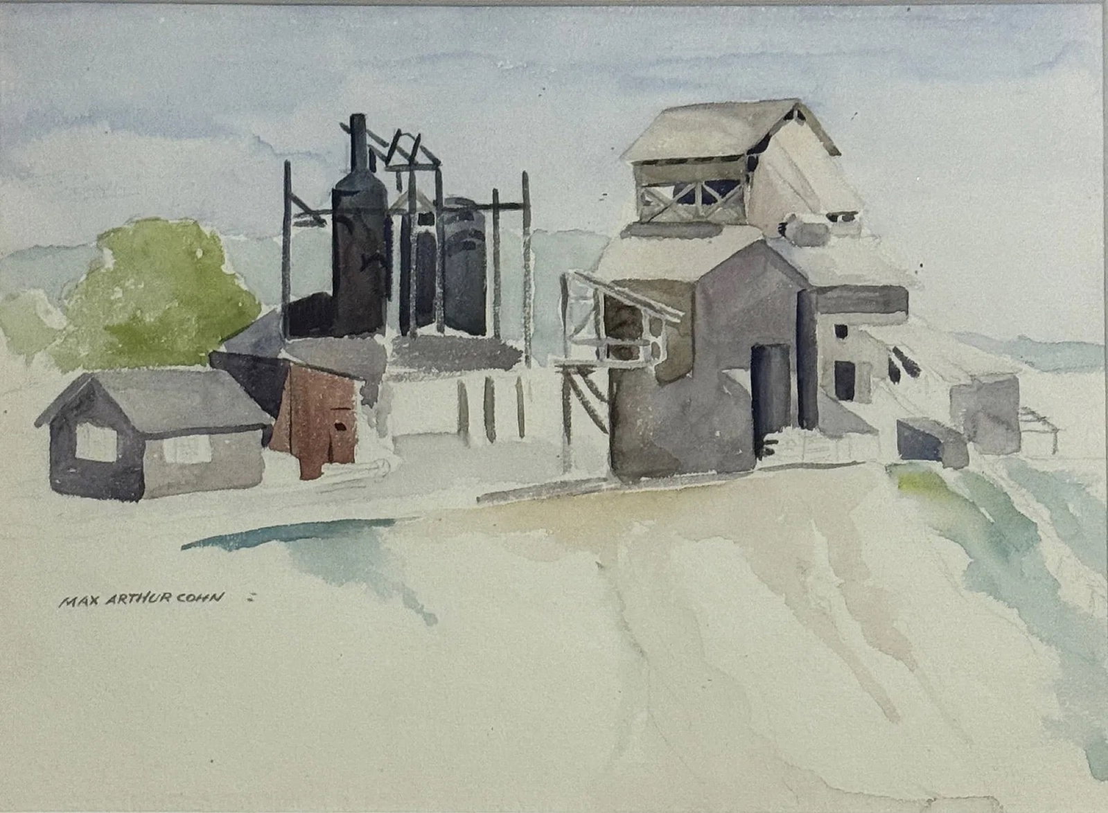 Max Arthur Cohn ( 1903-1998 ) Watercol: Max Arthur Cohn ( 1903-1998 ) Watercolor on ppaer, signed lower right, measures 9 x 12 and 14 x 17 inches framed. Max Arthur Cohn was a painter, printmaker, and author. He is known as one of the