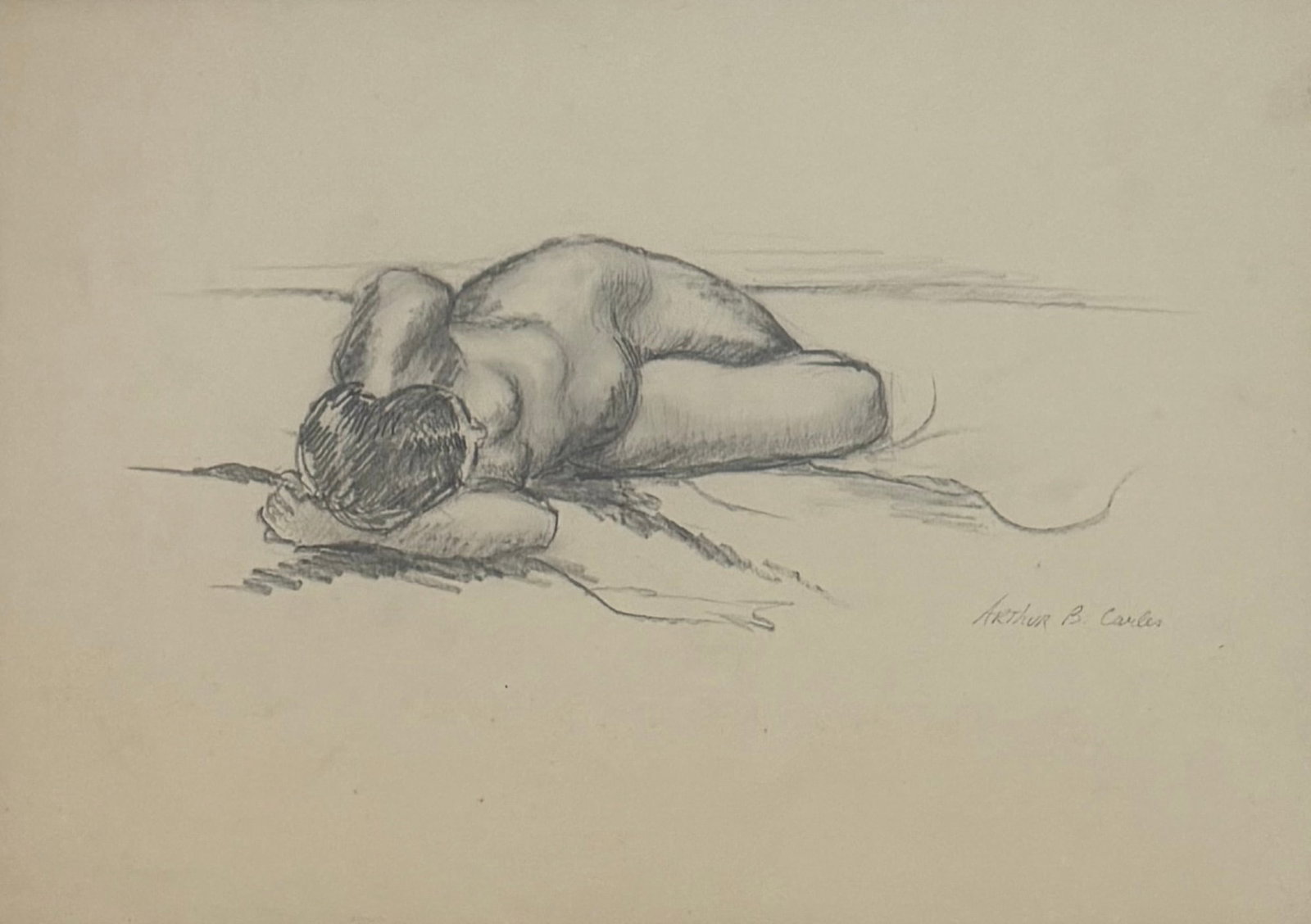 Arthur Beecher Carles (1882 - 1952) American: Arthur Beecher Carles (1882 - 1952) American "Reclining Female Nude" ,Charcoal on paper , Signed measures10"x13" w/f 16"x20" Born in Philadelphia, Pennsylvania, Arthur Carles was a painter whose work