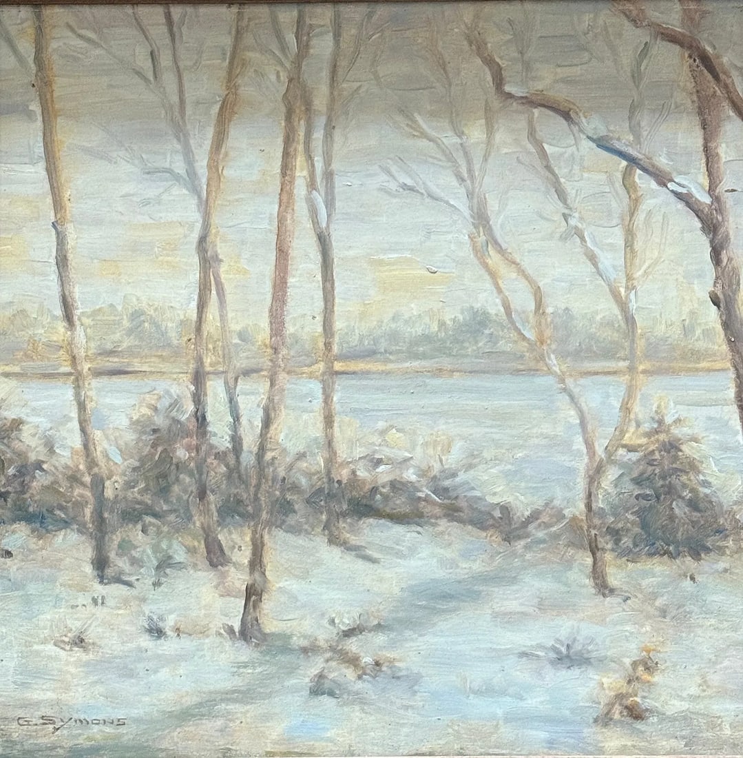 George Gardner Symons (1863 - 1930) American: George Gardner Symons (1863 - 1930) Oil on Board, Signed, measures 12 x 16 and 16.5 x 20.5 inches w/frame. A landscape and marine artist, George Symons was one of America's more noted plein-air