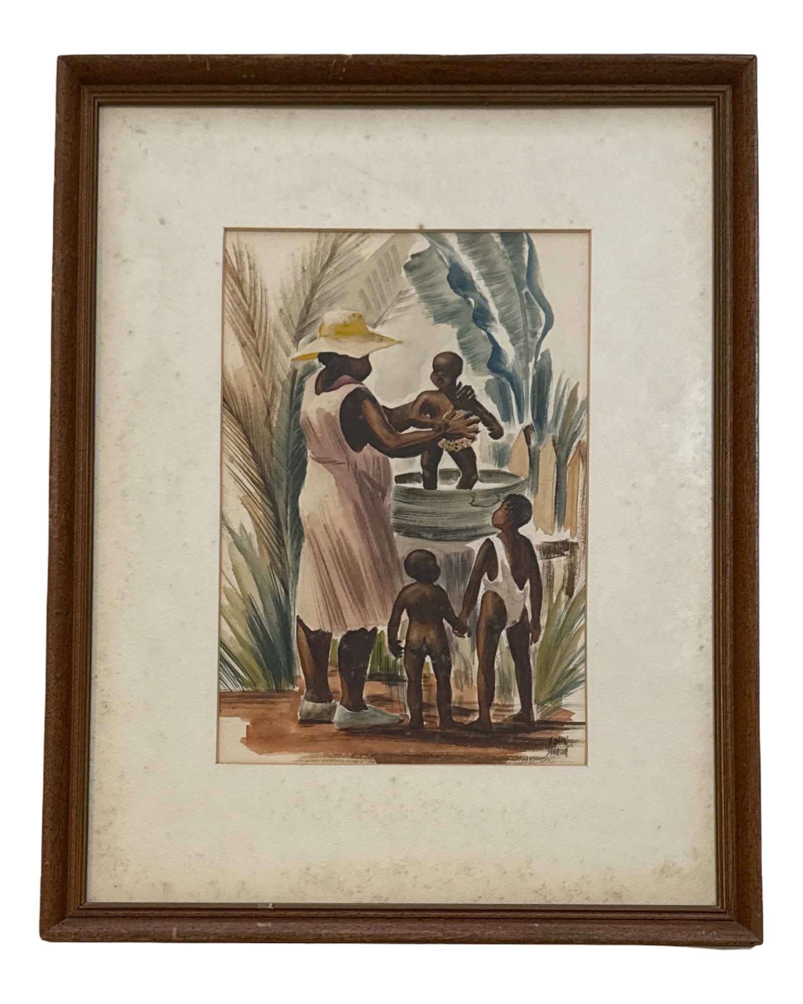 AVERY FISCHER JOHNSON (AMERICAN,B.1906): AVERY FISCHER JOHNSON (AMERICAN,B.1906) Watercolor on paper ,Signed measures 11"x7.5" w/f 18"x 14,5"Born in Wheaton, Illinois, Avery Johnson was a painter, illustrator, and art teacher who settled in