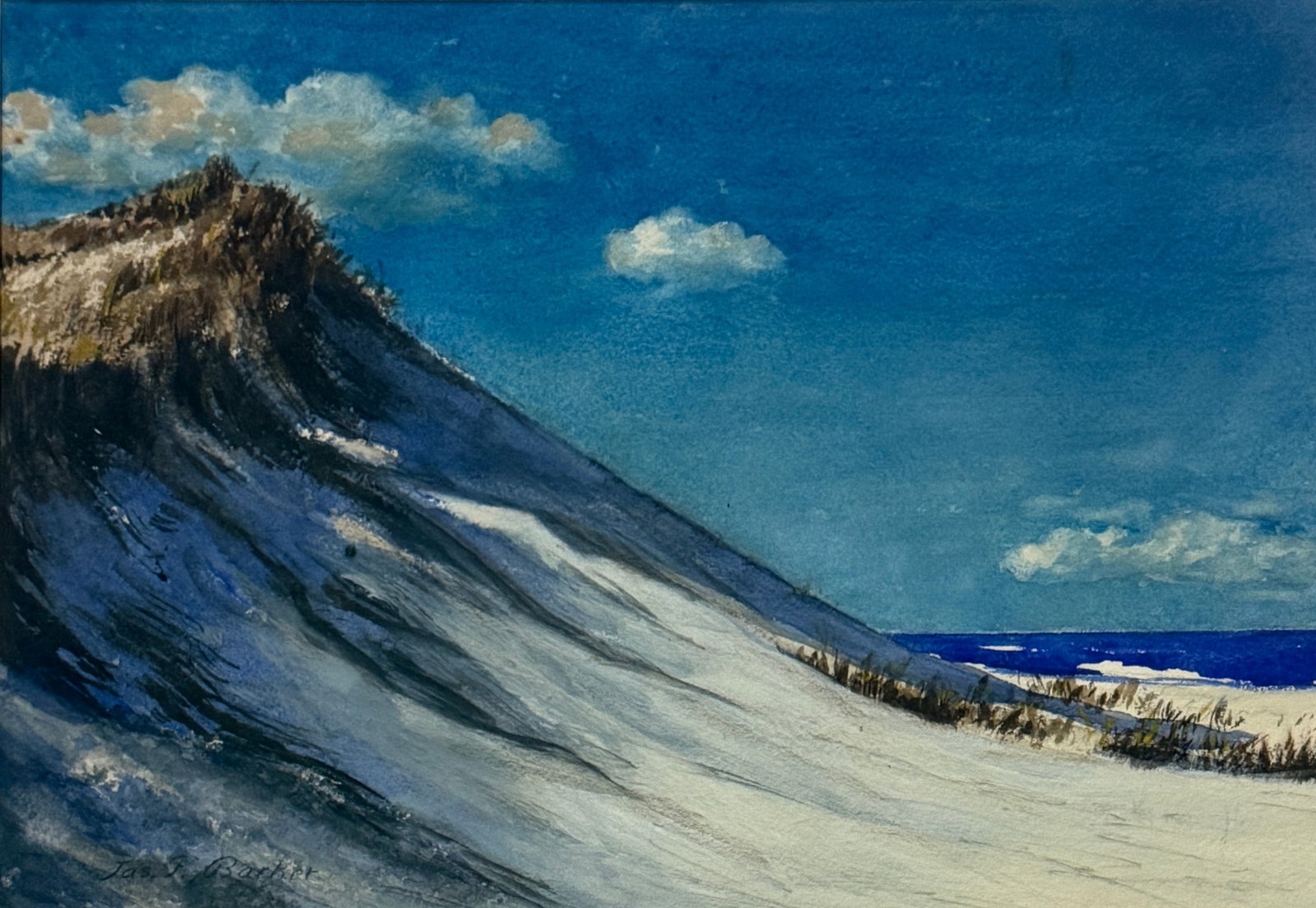 James Francis Barker (1871 - 1950) American "Dunes”: James Francis Barker (1871 - 1950) ,Watercolor On Paper, Signed measures 14"x10" w/f 17"x21.5"James F. Barker’s lineage traces back to eleven of the original Nantucket settlers.With a degree in
