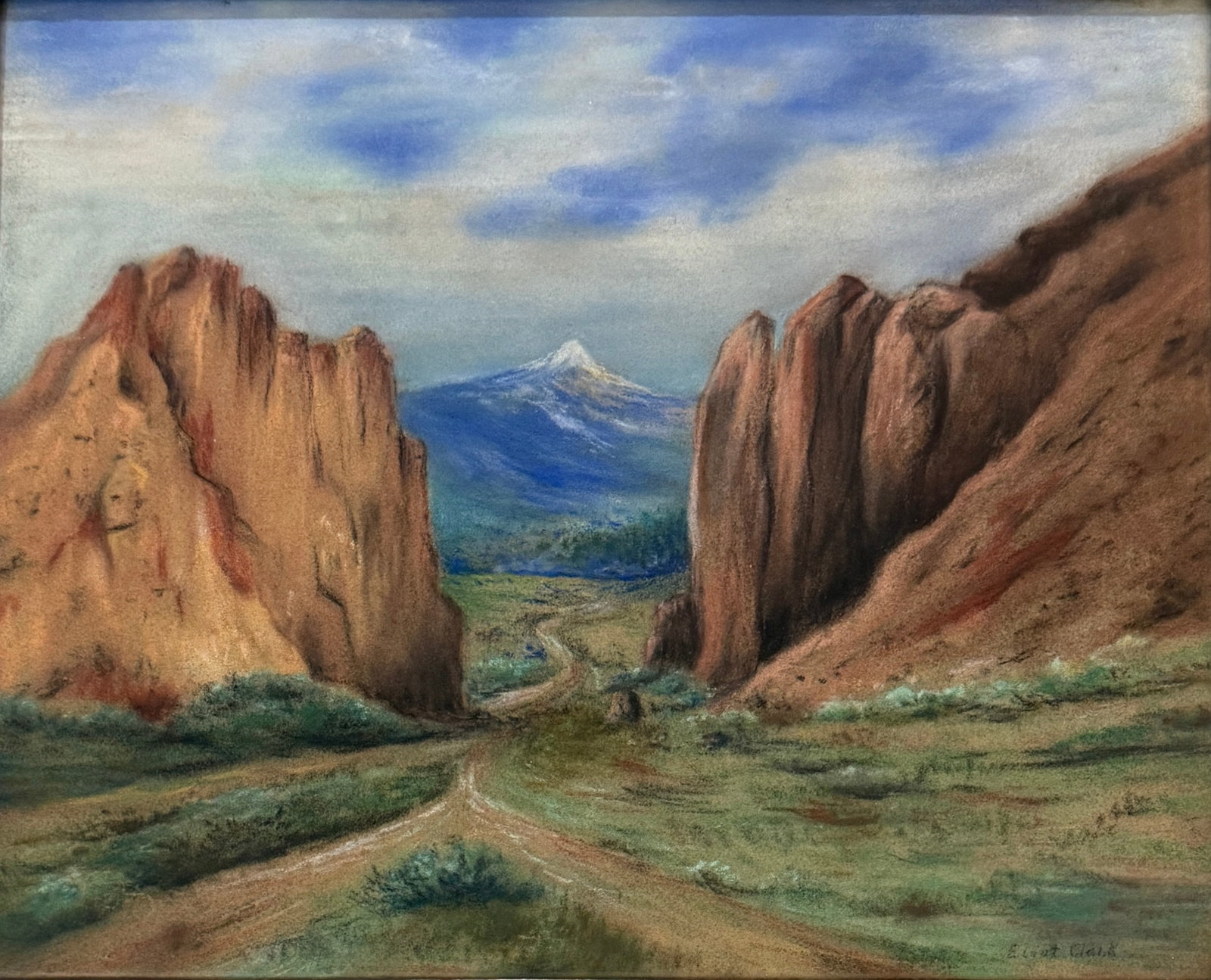 Eliot Candee Clark (1883 - 1980) Western Landscape: Eliot Candee Clark (1883 - 1980) Western Landscape. Paste, Signed lower right, measures 13 x 16 and 15 x 18 inches framed. Son of landscape painter Walter Clark and Jennifer Woodruff Clark, a student 