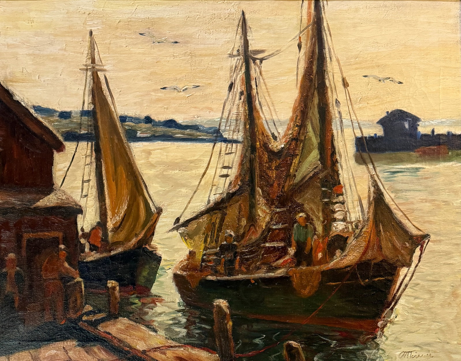 Anthony Thieme (1888 - 1954) Harbor Scene (1 of 3)