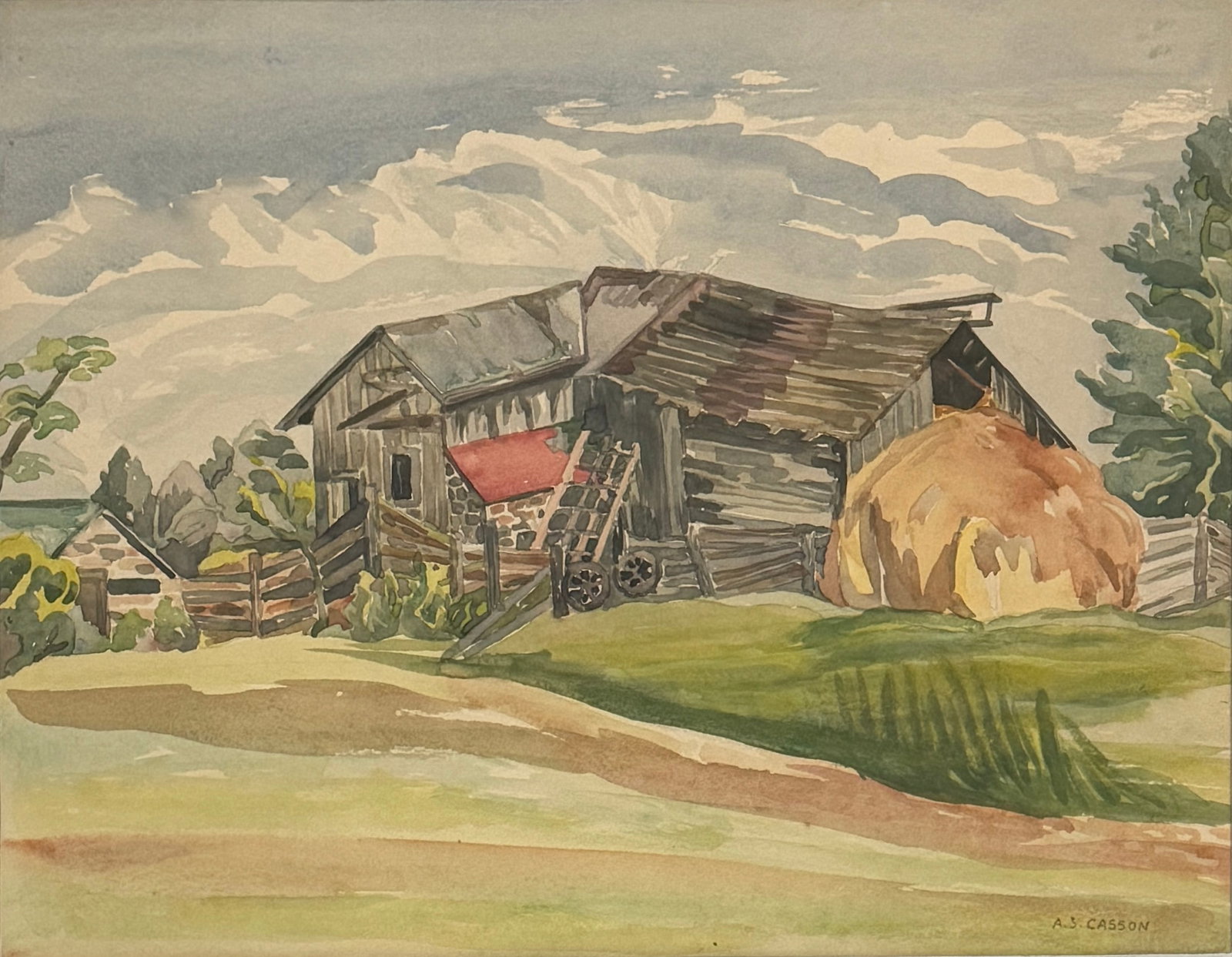 Alfred Joseph Casson (1898 - 1992) Canadian " Untitled (Hillside Houses) (1 of 3)