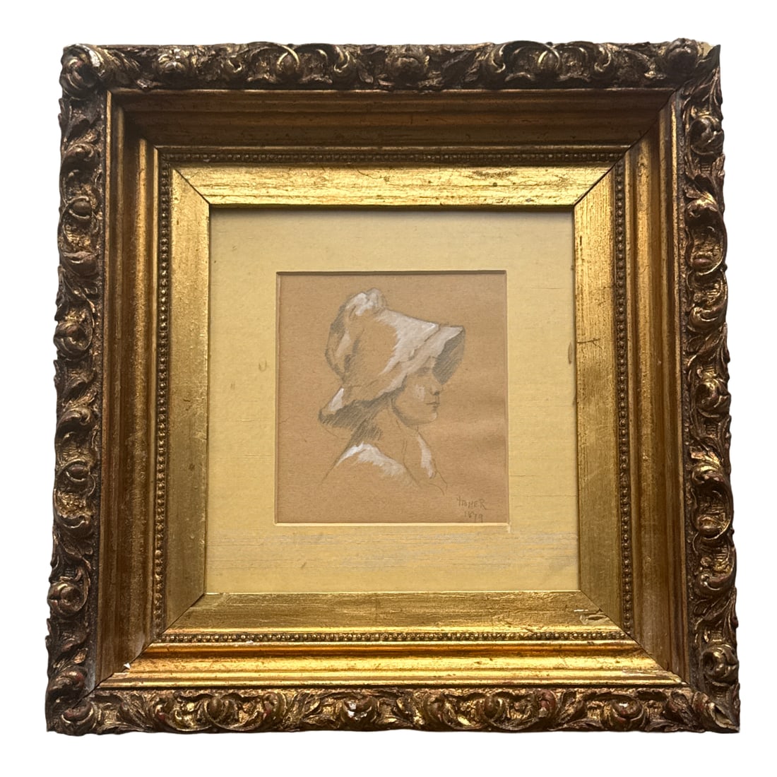 Winslow Homer (1836 - 1910) American "Study": Winslow Homer (1836 - 1910) Work on paper, signed & dated 1819 in the lower right of the piece. Measures 5"x4.5" w/f 12"x12"Provenance : Acquired by the present owner from the above, 2014.Estate Old