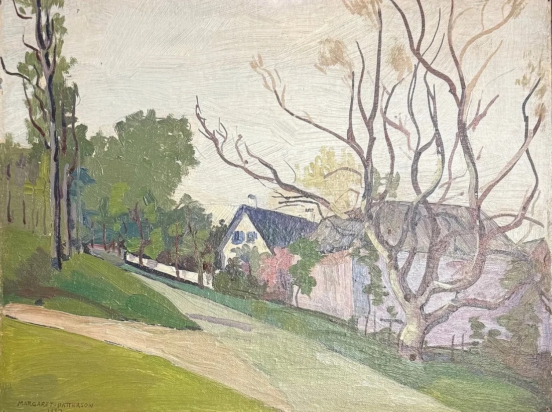 Margaret Jordan Patterson (1867 - 1950) American " Country Home": Margaret Jordan Patterson (1867 - 1950) American " Country Home" Oil on board, signed lower left, measures 12 x 16 inches.