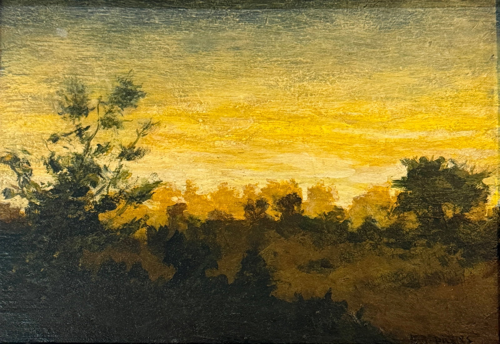 Arthur Bowen Davies (American | 1862 - 1928): Arthur Bowen Davies (American | 1862 - 1928),Oil on panel Signed Lower Right measures 6"x8" w/f 9"x11" Born in Utica, New York, Arthur Davies gained a reputation for ethereal figure paintings, ones th