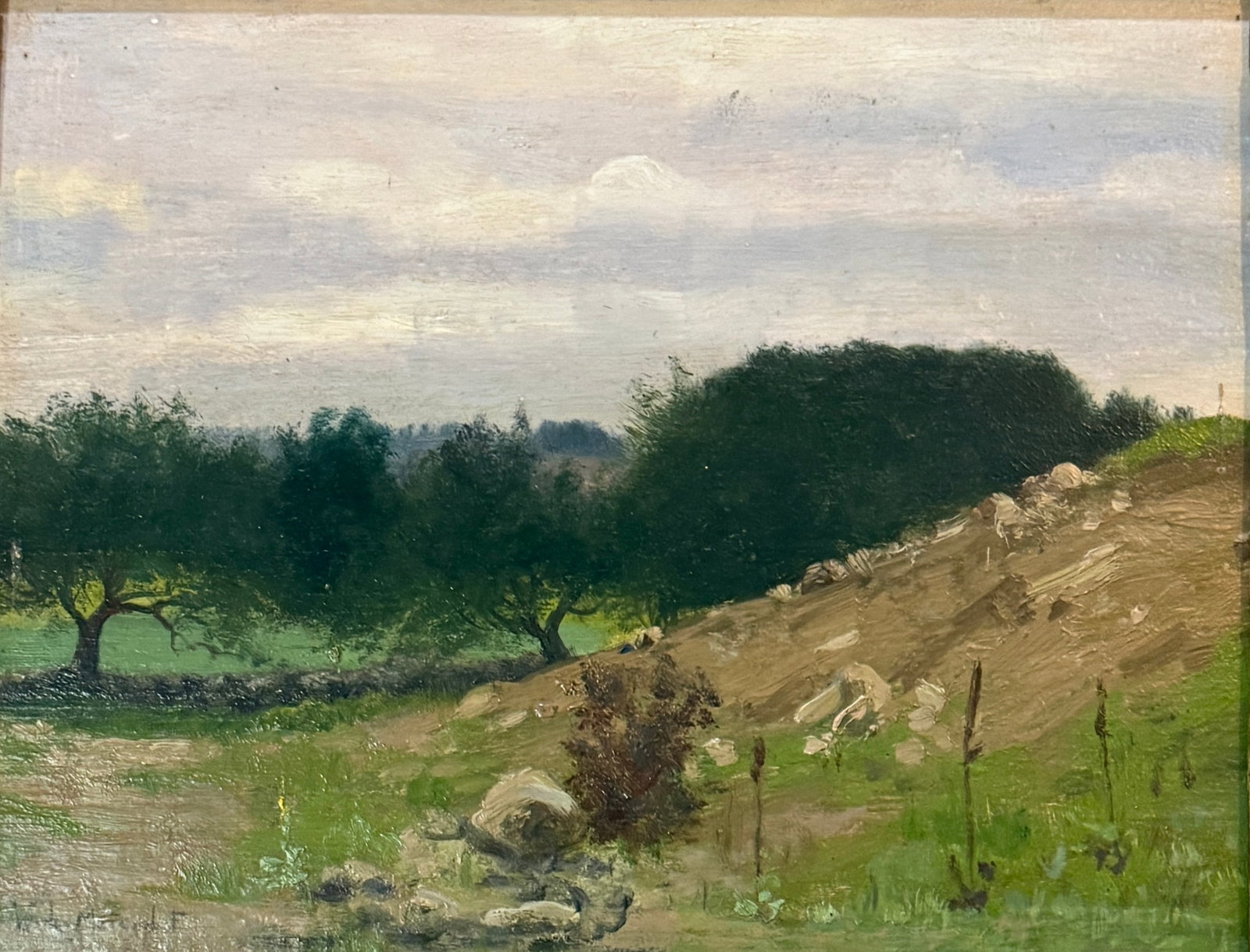 Willard Leroy Metcalf (1858 - 1925) American "Fall Landscape ": Willard Leroy Metcalf (1858 - 1925) American ,Oil on Panel ,Signed measures 10"x12.5" w/f 12.5"x15"Born into a working-class family in Lowell, Massachusetts, on July 1, 1858, Willard Leroy Metcalf
