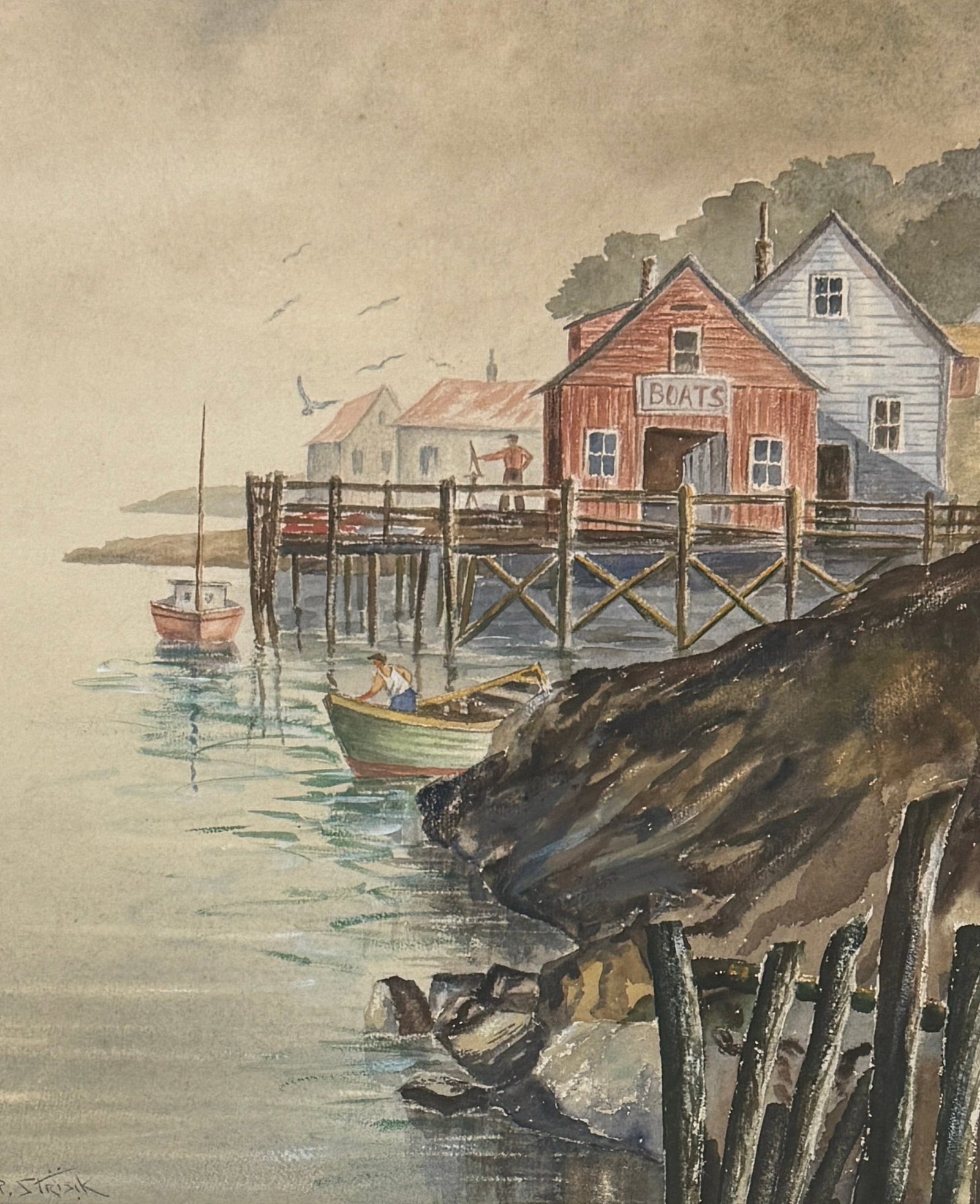Paul Strisik (American | 1918 - 1998): Paul Strisik (American | 1918 - 1998) Watercolor, Gouache, Paper Signed measures 16"x13" w/f23.5"x20"