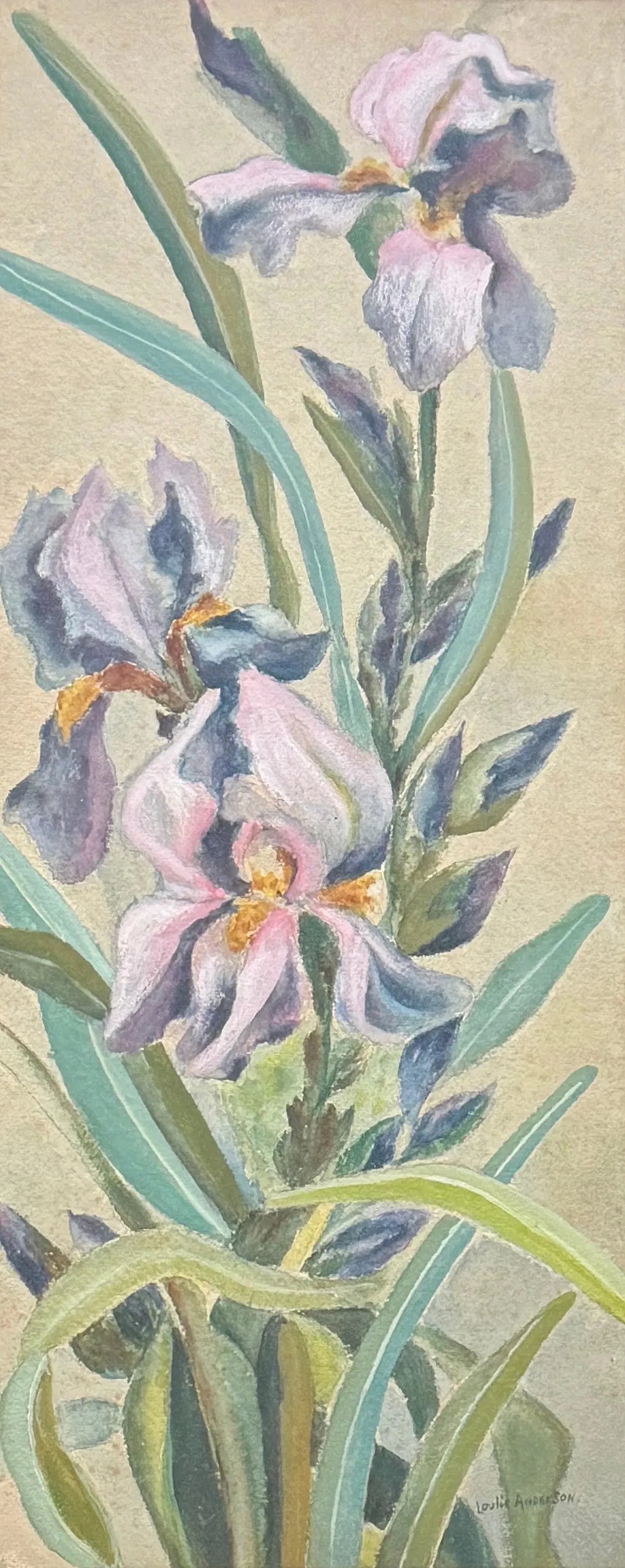 Loulie (Raymond) Anderson (1887 - 1965) Still Life Watercolor: Loulie (Raymond) Anderson (1887 - 1965) Still Life Watercolor, signed lower right, measures . Loulie Raymond (Anderson) was born in Brownsville, Tennessee on March 14, 1887 and raised in Holly