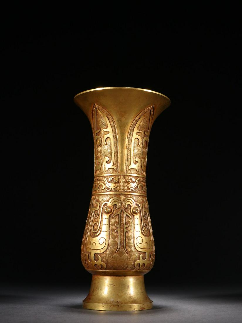 A Rare Gilt-bronze Gu (1 of 9)