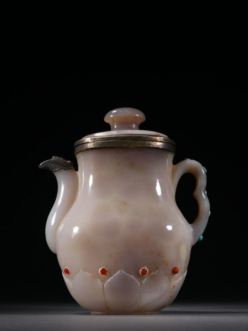 A Rare Agate Inalid Silver Teapot (1 of 9)