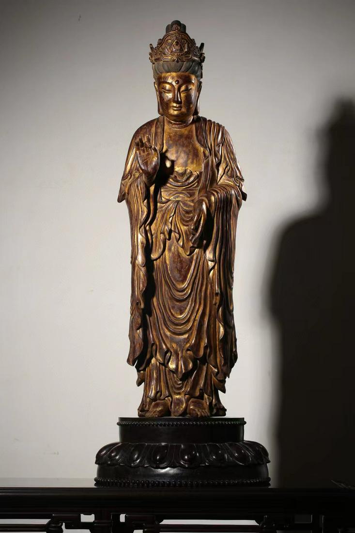 A Very Important  Nanmu Carving of Buddha Statue (1 of 9)
