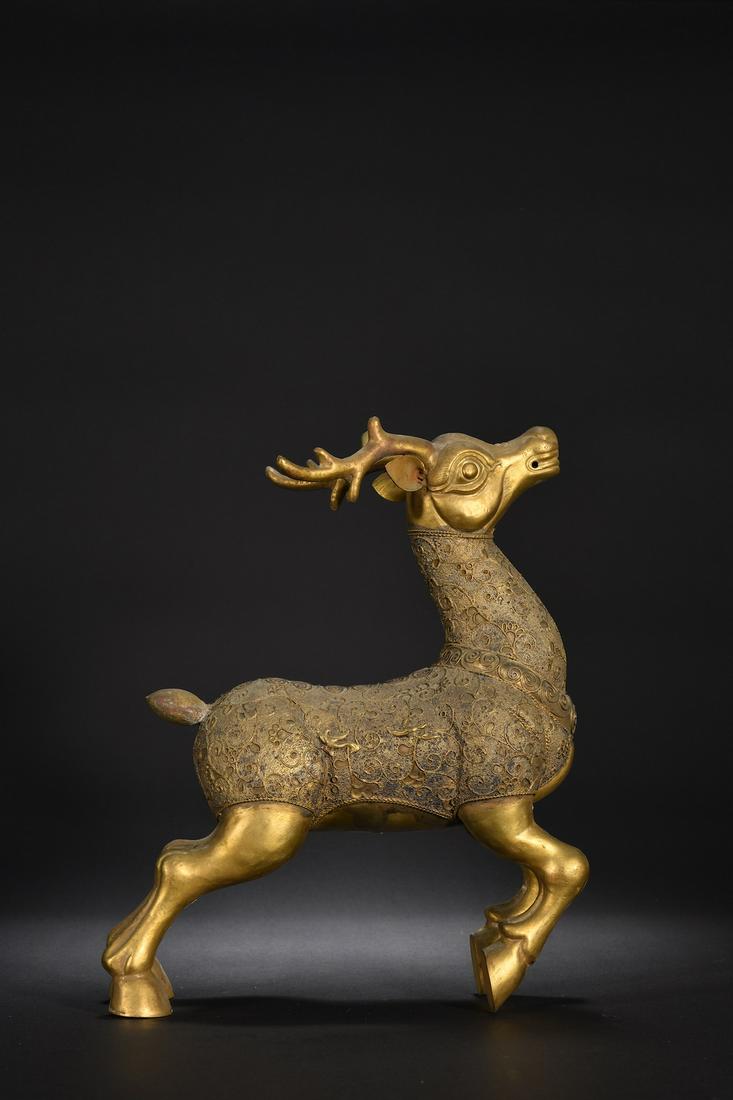 A Fine Gilt-bronze Deer Ornament (1 of 9)