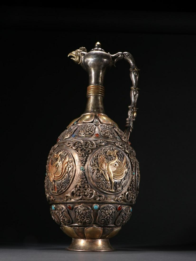 A Fine Gilt-bronze Inlaid Gems Vase (1 of 9)
