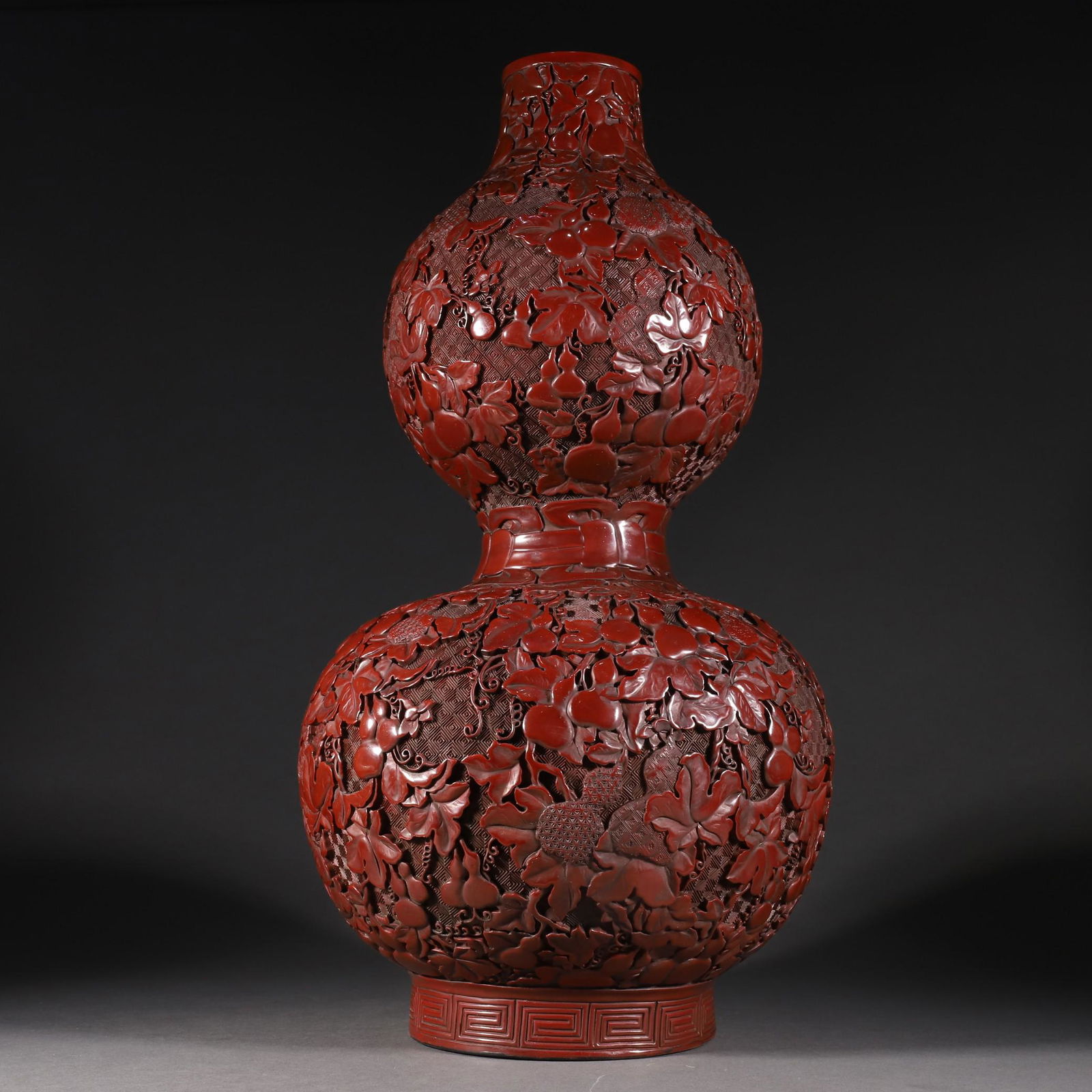 A Rare Cinnabar Lacquer Gourd Ornament (1 of 9)