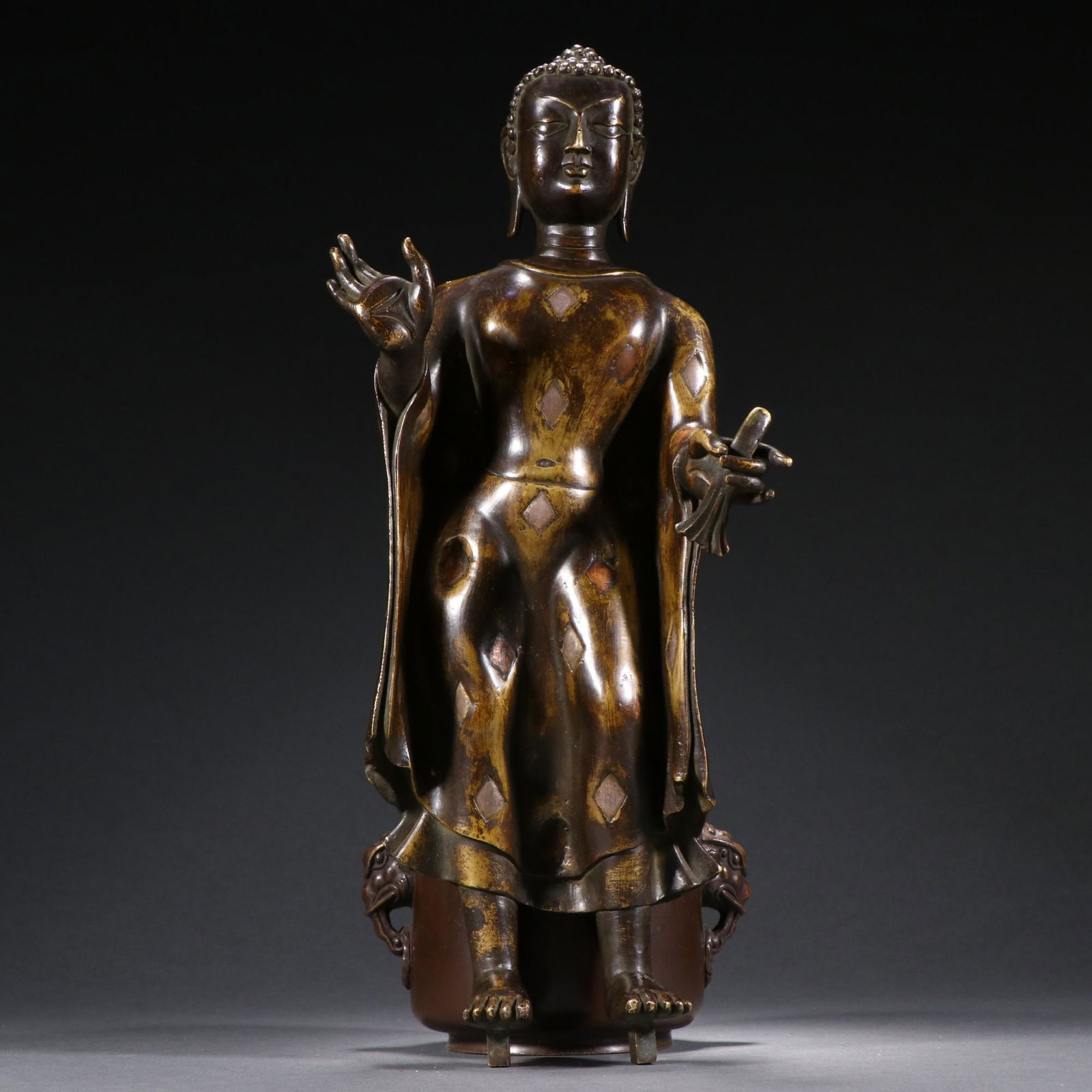 A Fine Gilt-bronze Standing Buddha (1 of 9)