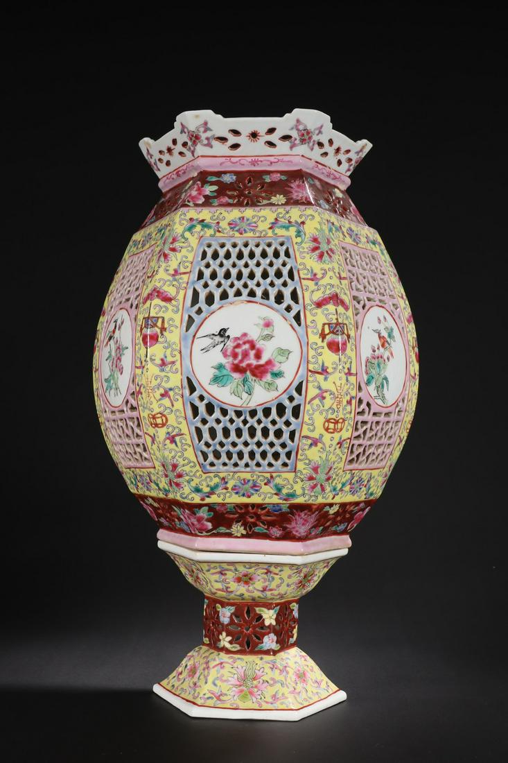A Rare Famille-rose 'Flower and Bird' Palace Lantern (1 of 9)