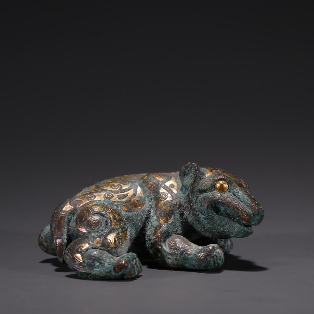A Delicate Bronze Inlaid Gold and Silver Beast Ornament (1 of 9)