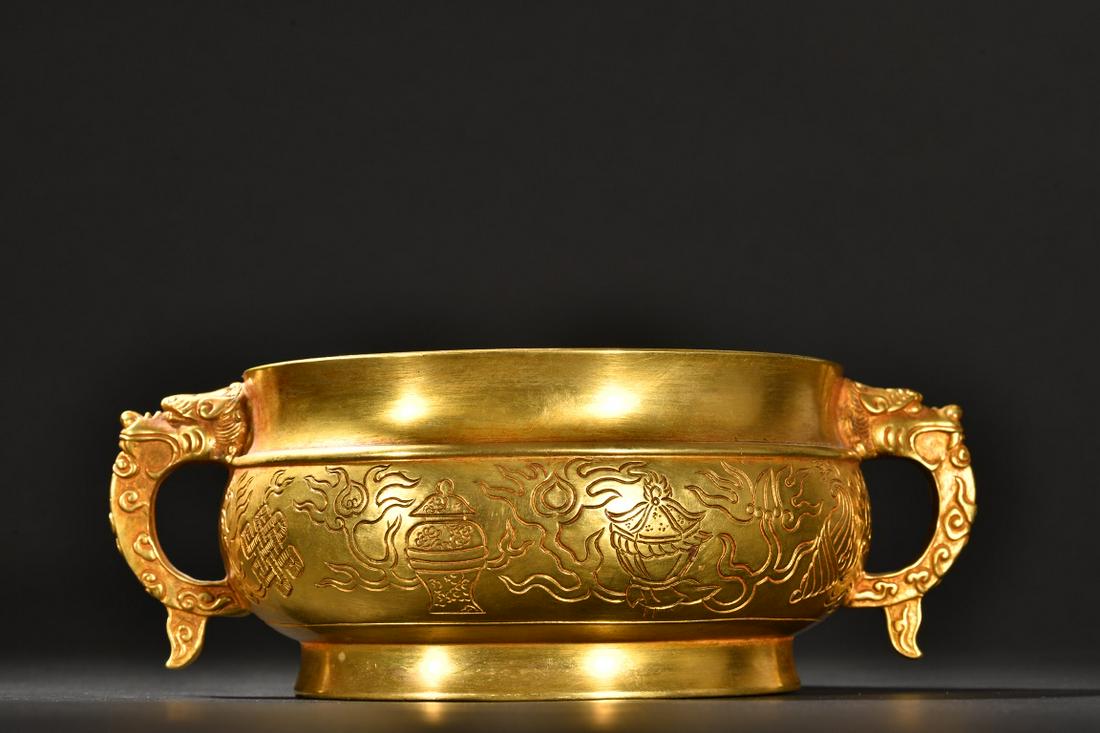 A Rare Gilt-bronze 'Eight Immortals' Pattern Censer (1 of 9)