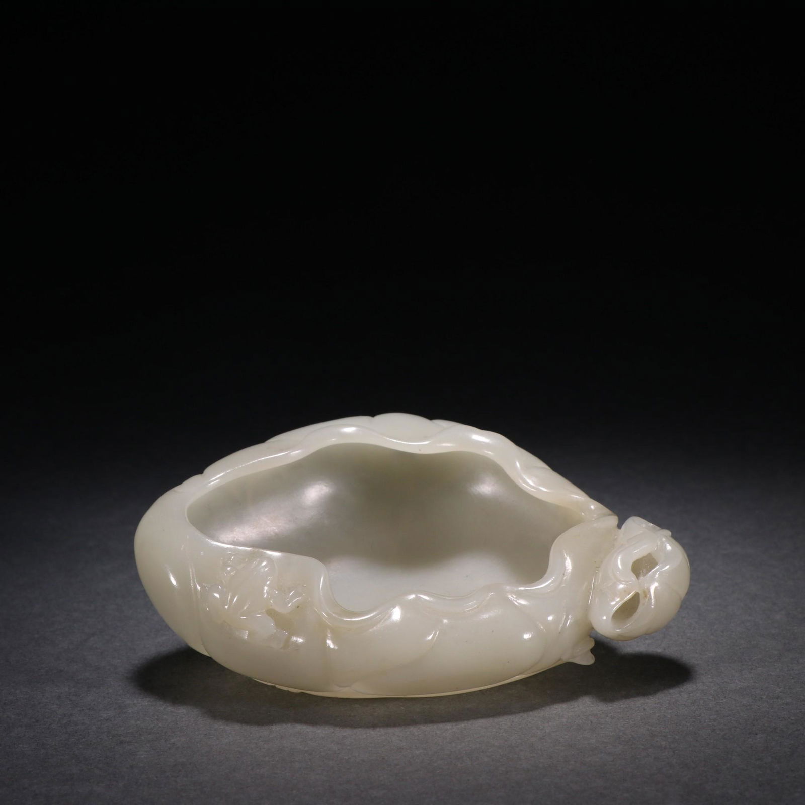 A Rare White Jade Lotus Pen Wash (1 of 9)