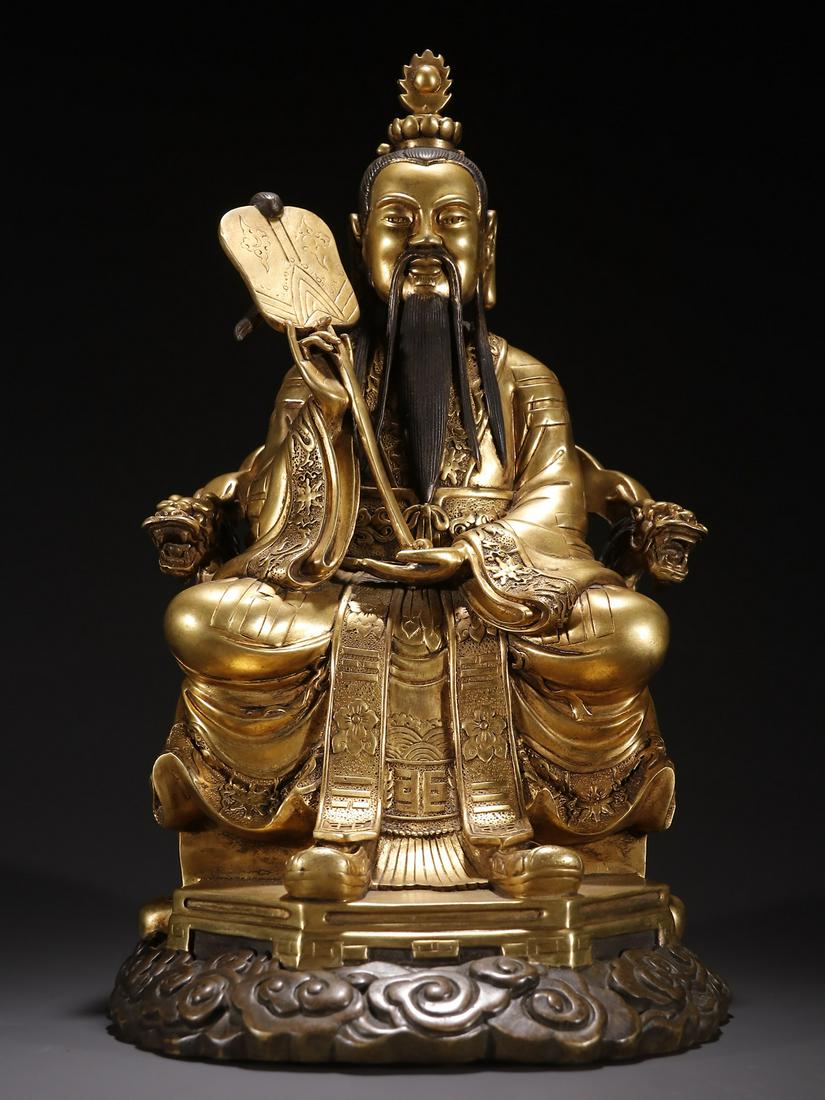 A Rare Gilt-bronze Statue of the God of Morality (1 of 9)