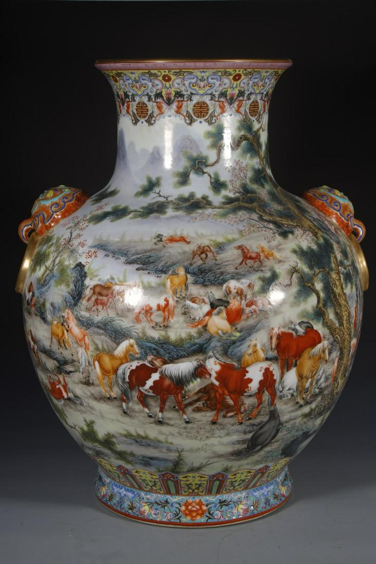 A Rare and Larger Famille-rose 'Wan Ma'  Zun (1 of 9)