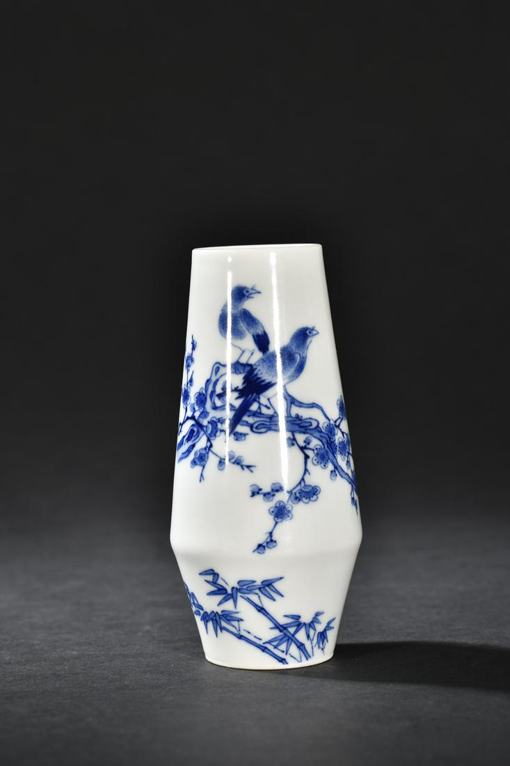 A Fine Blue and White 'Flower and Bird' Vase (1 of 9)