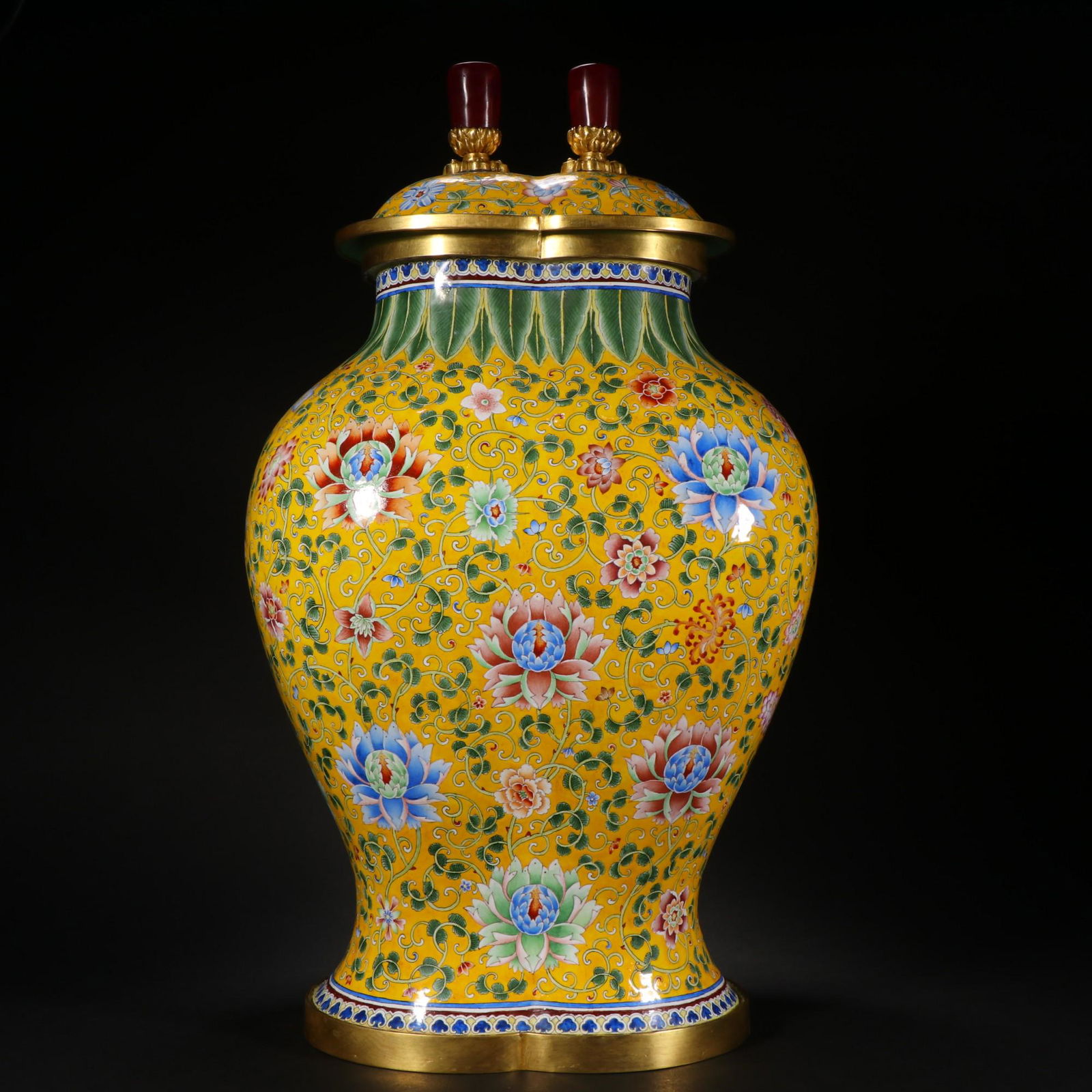 A Rare Bronze Enamel 'Flower' Vase (1 of 9)