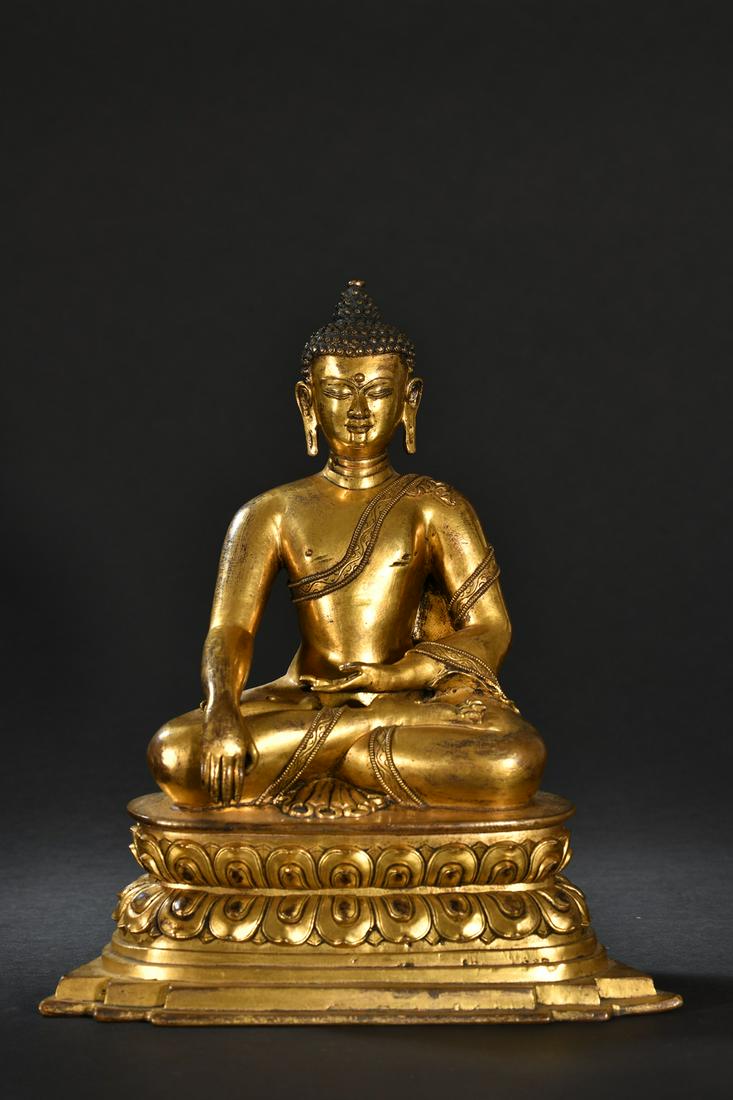 A Fine Gilt-bronze Figure of Shakyamuni (1 of 9)