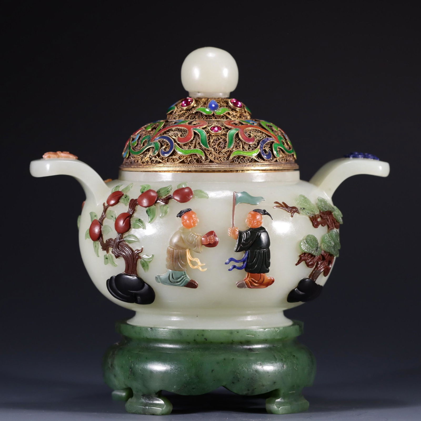 An Unusual Jade Inlaid Gems Censer (1 of 9)