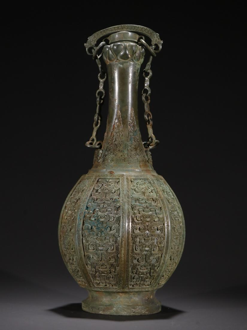 An Unusual Bronze 'Tao Tie' Pattern Vase (1 of 9)