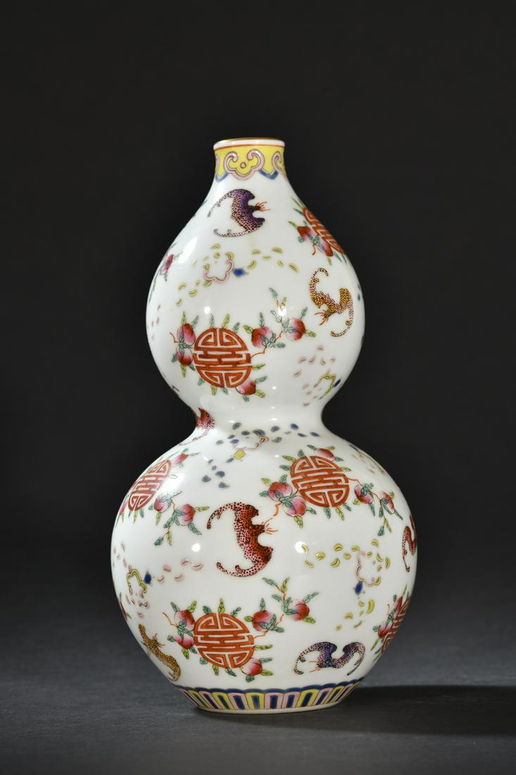 A Fine Famille-rose 'Fu Shou' Gourd Vase (1 of 9)