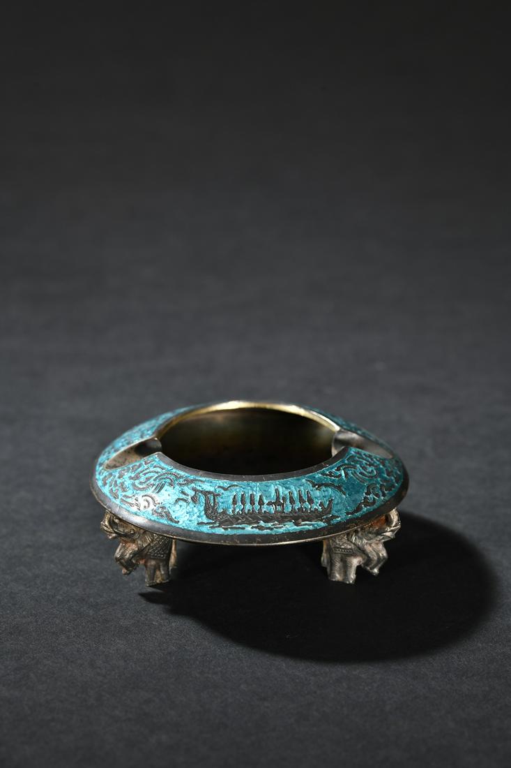 A Fine Silver Burnt Blue Tripod Censer (1 of 9)