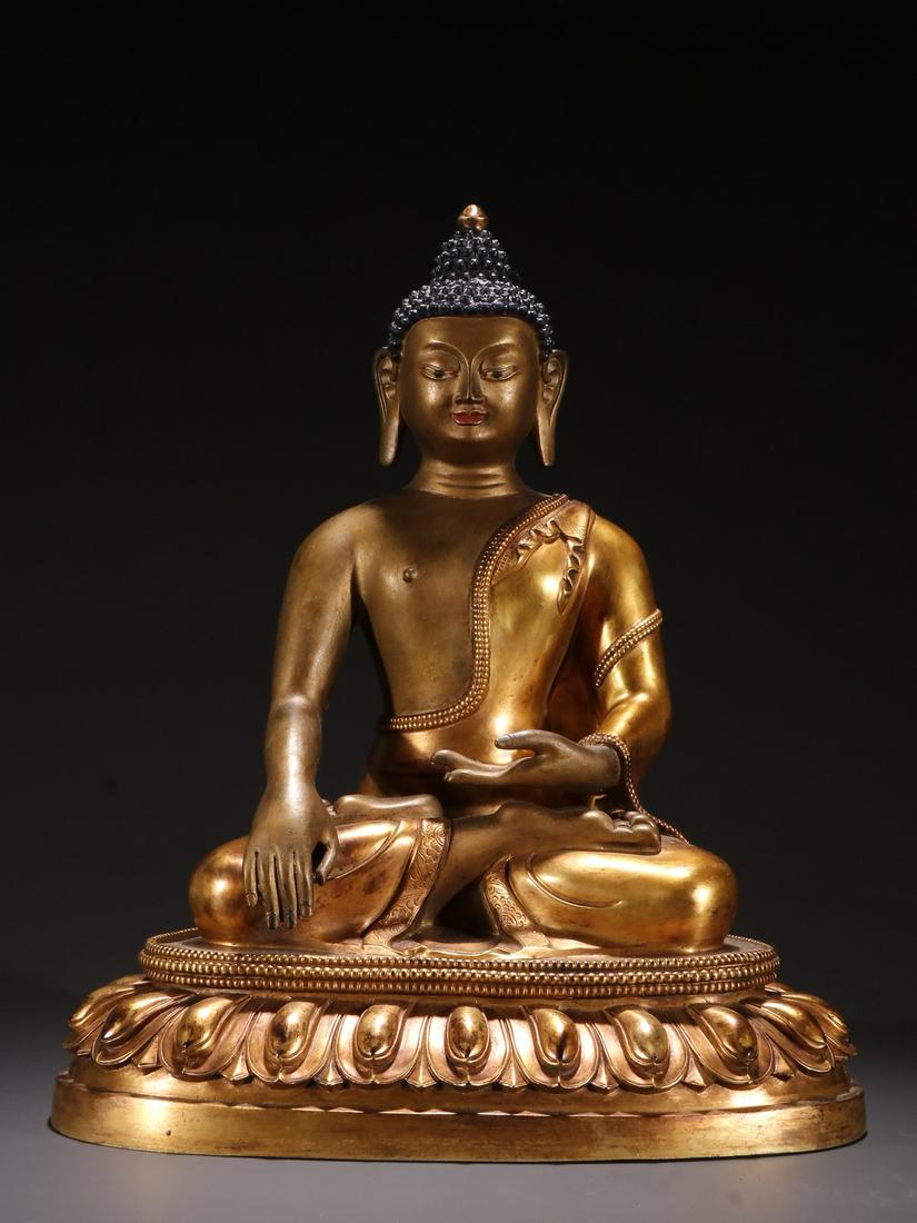 A Fine Gilt-bronze Figure of Shakyamuni (1 of 9)